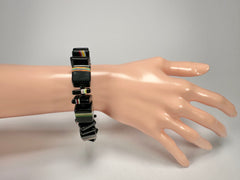 Jackie Brazil "Bar Code" Black & Liquorice Mix Squares Resin Bracelet ( B2201 )