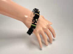 Jackie Brazil "Bar Code" Black & Liquorice Mix Squares Resin Bracelet ( B2201 )