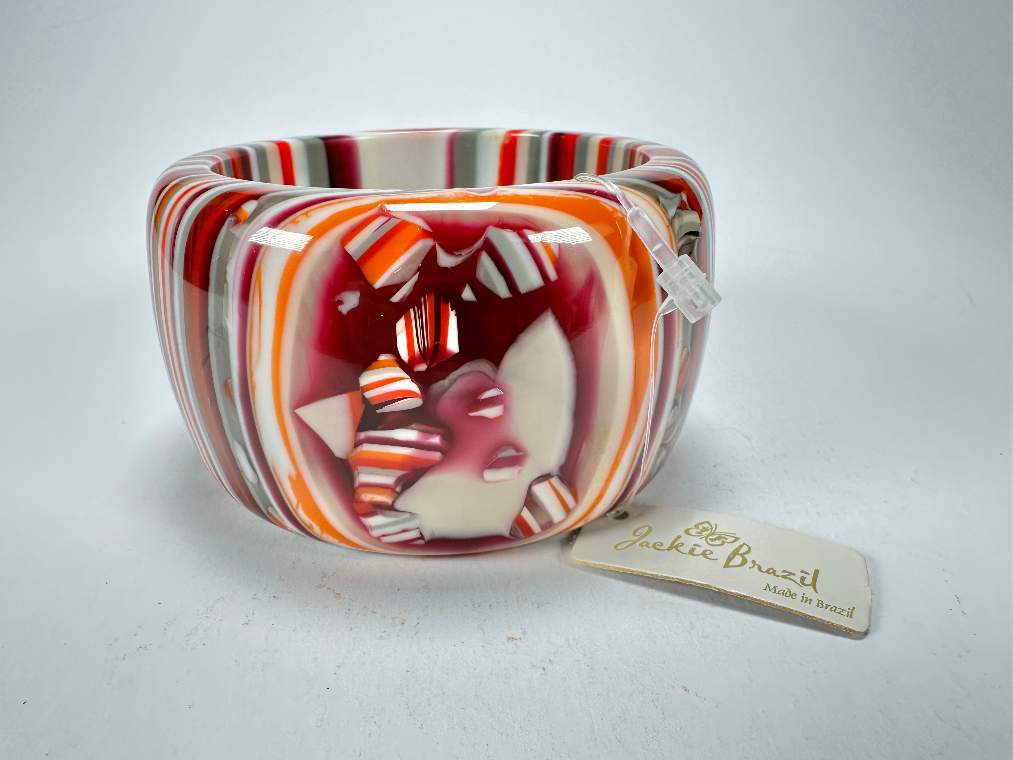Jackie Brazil "Tiger" Liquorice Allsorts with Cat Eye Orange Mix 5cm Resin Bangle ( B0932 )