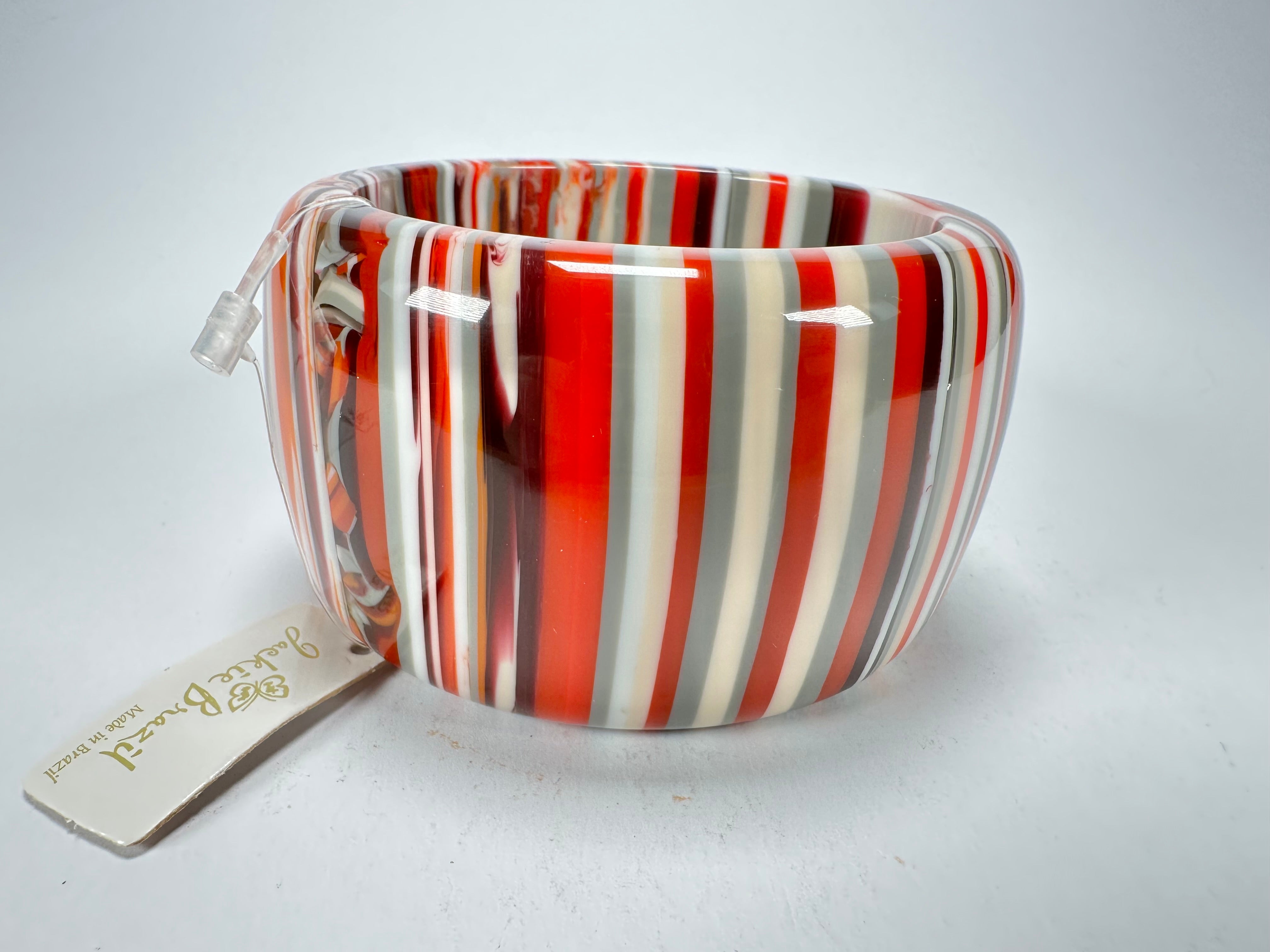 Jackie Brazil "Tiger" Liquorice Allsorts with Cat Eye Orange Mix 5cm Resin Bangle ( B0932 )