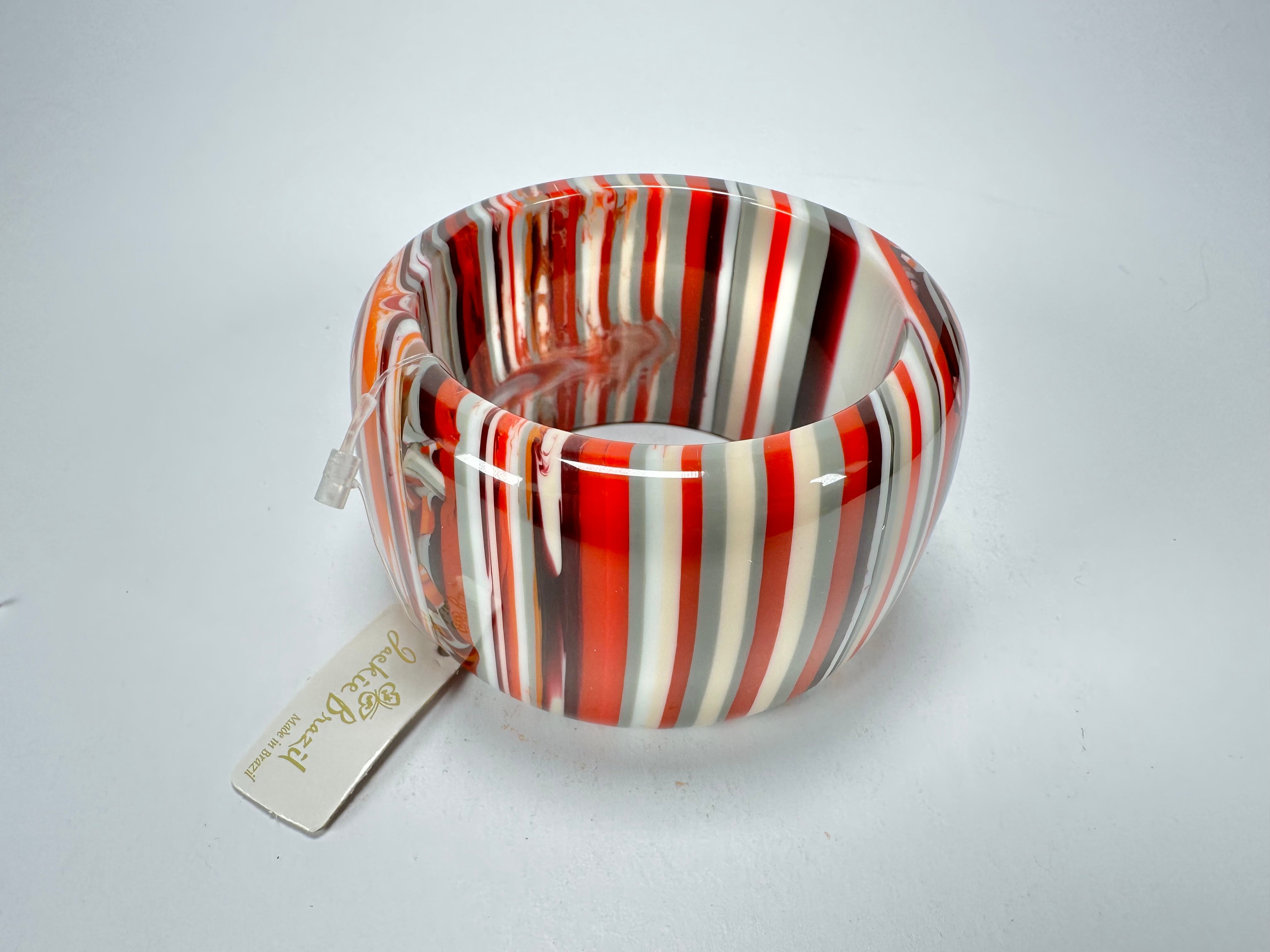 Jackie Brazil "Tiger" Liquorice Allsorts with Cat Eye Orange Mix 5cm Resin Bangle ( B0932 )