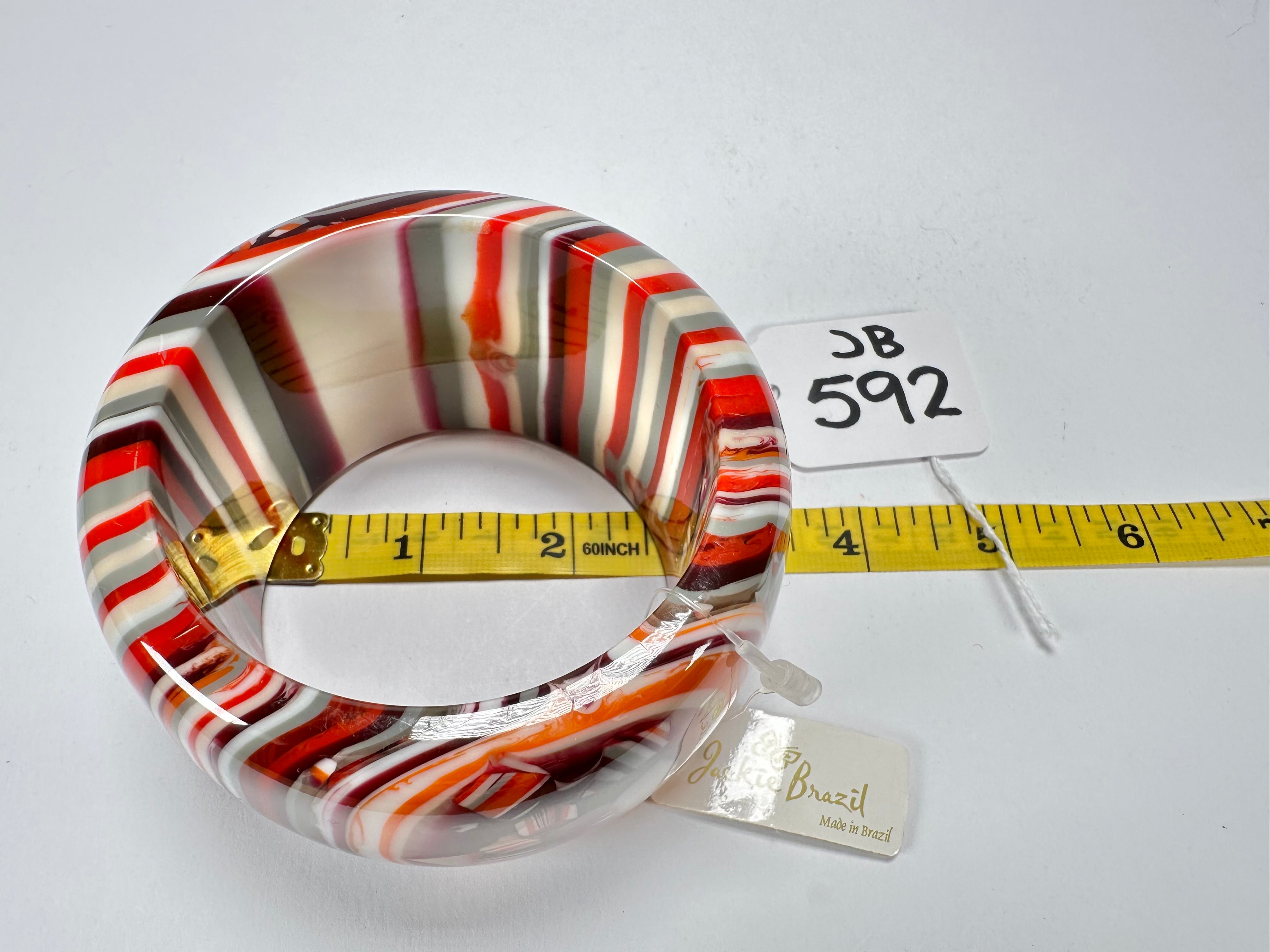 Jackie Brazil "Tiger" Liquorice Allsorts with Cat Eye Orange Mix 5cm Resin Bangle ( B0932 )