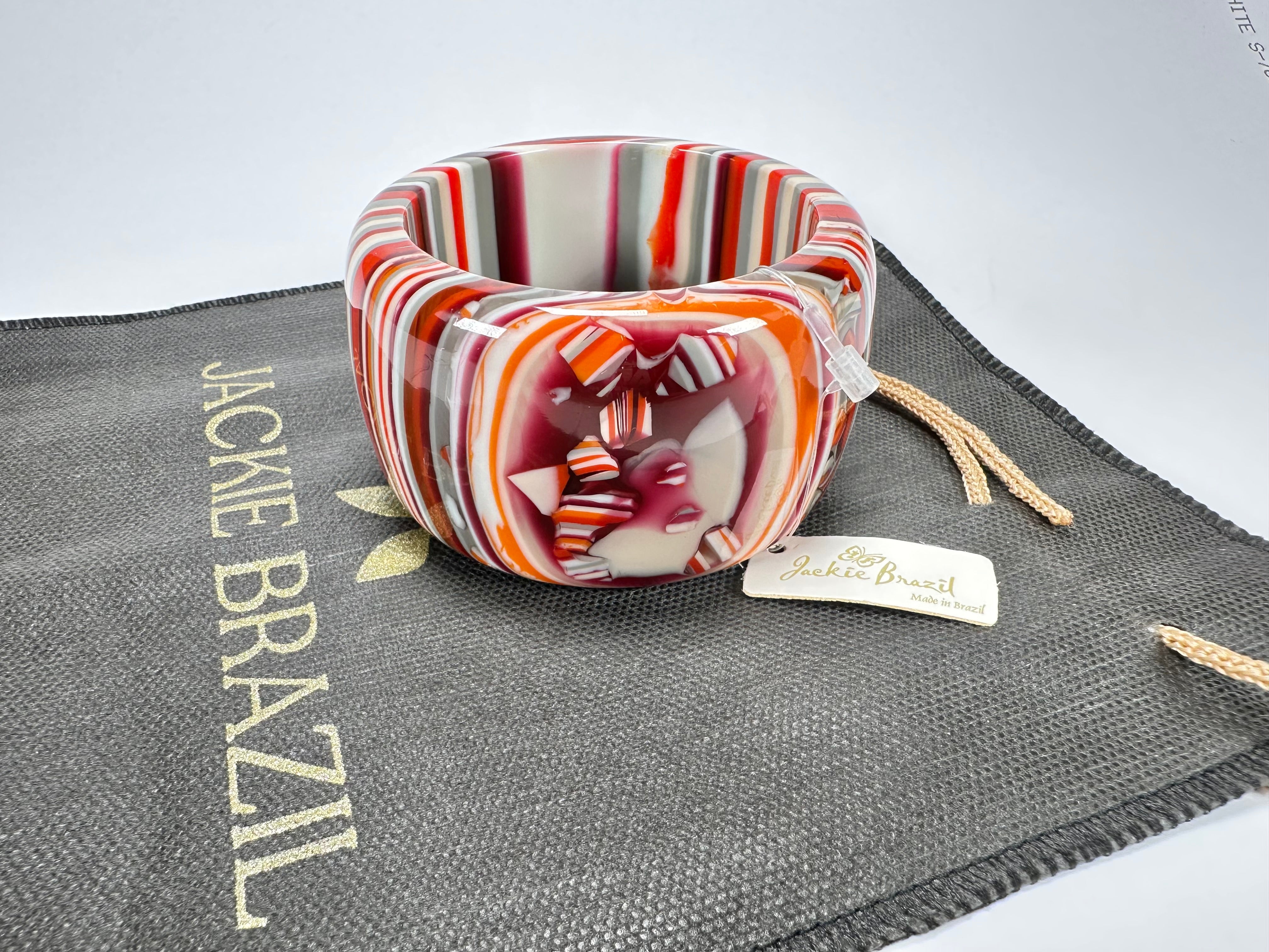 Jackie Brazil "Tiger" Liquorice Allsorts with Cat Eye Orange Mix 5cm Resin Bangle ( B0932 )