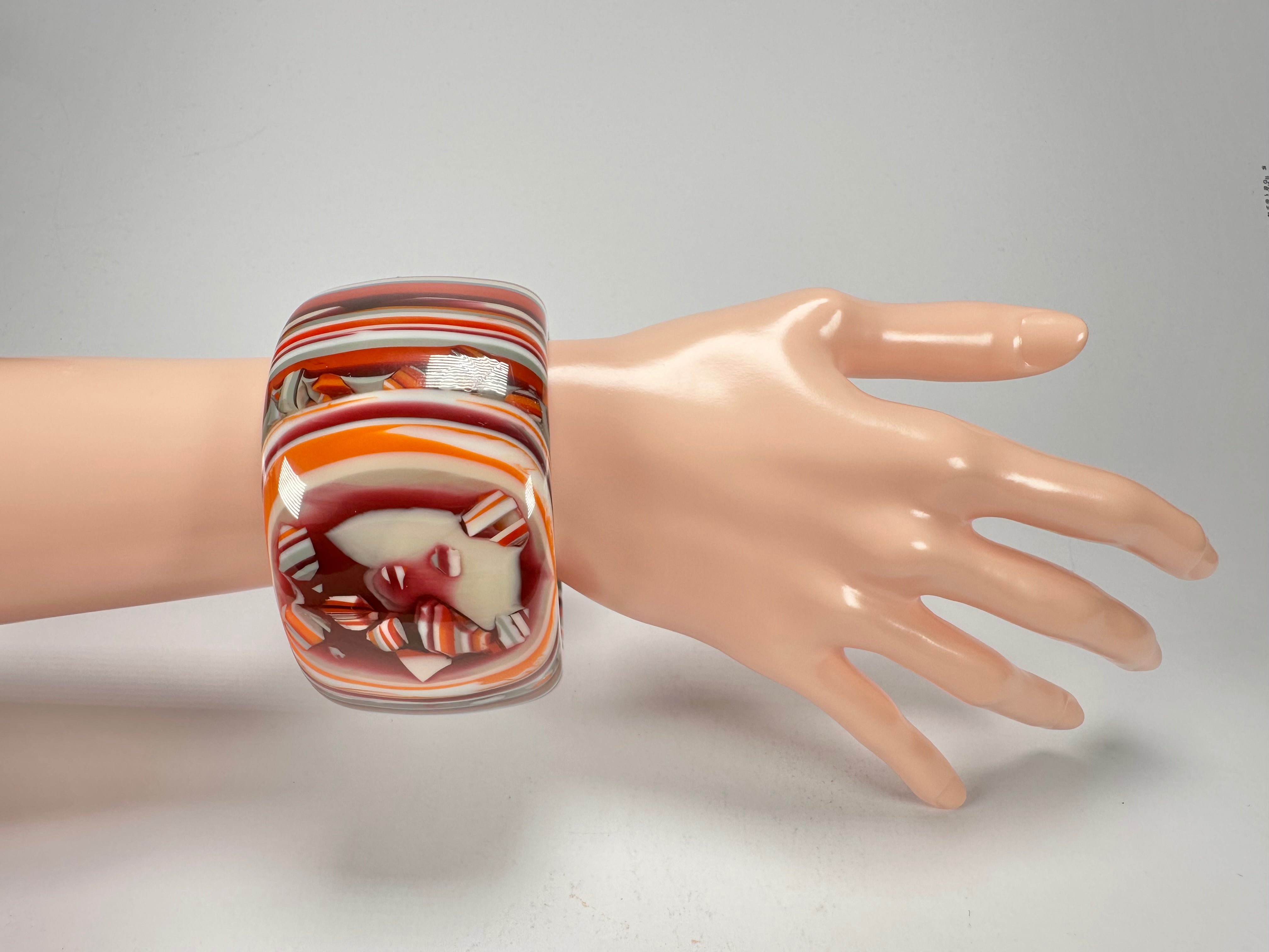 Jackie Brazil "Tiger" Liquorice Allsorts with Cat Eye Orange Mix 5cm Resin Bangle ( B0932 )