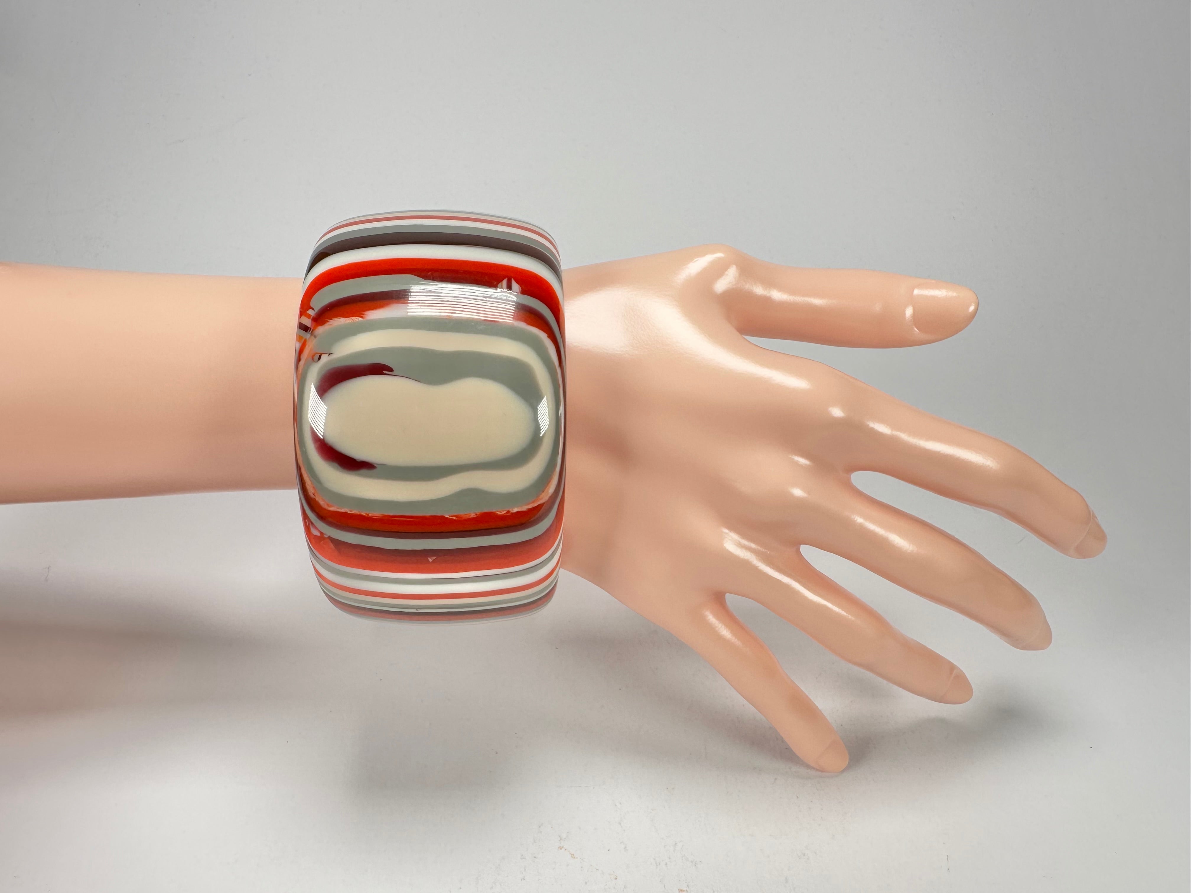 Jackie Brazil "Tiger" Liquorice Allsorts with Cat Eye Orange Mix 5cm Resin Bangle ( B0932 )