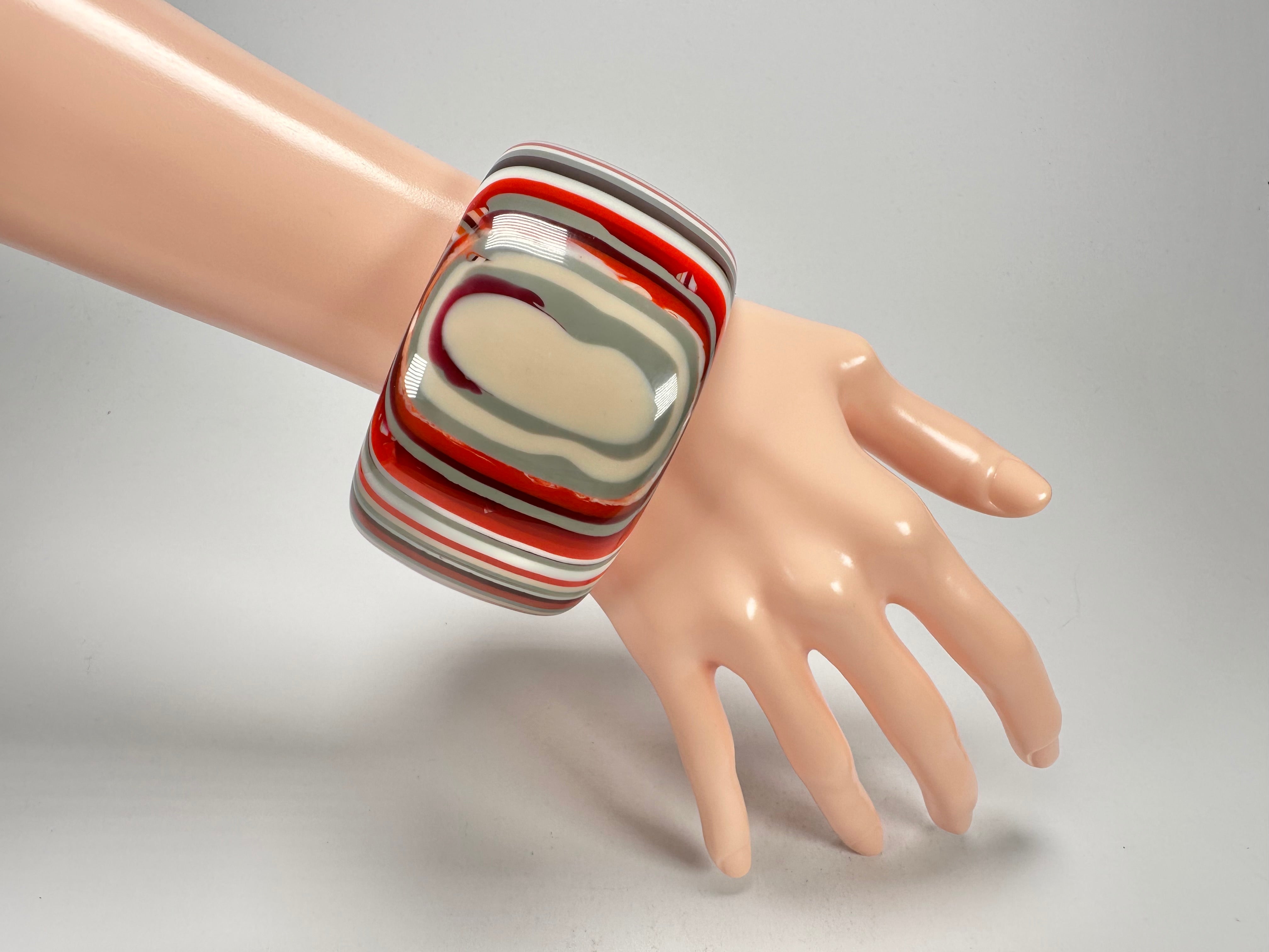 Jackie Brazil "Tiger" Liquorice Allsorts with Cat Eye Orange Mix 5cm Resin Bangle ( B0932 )