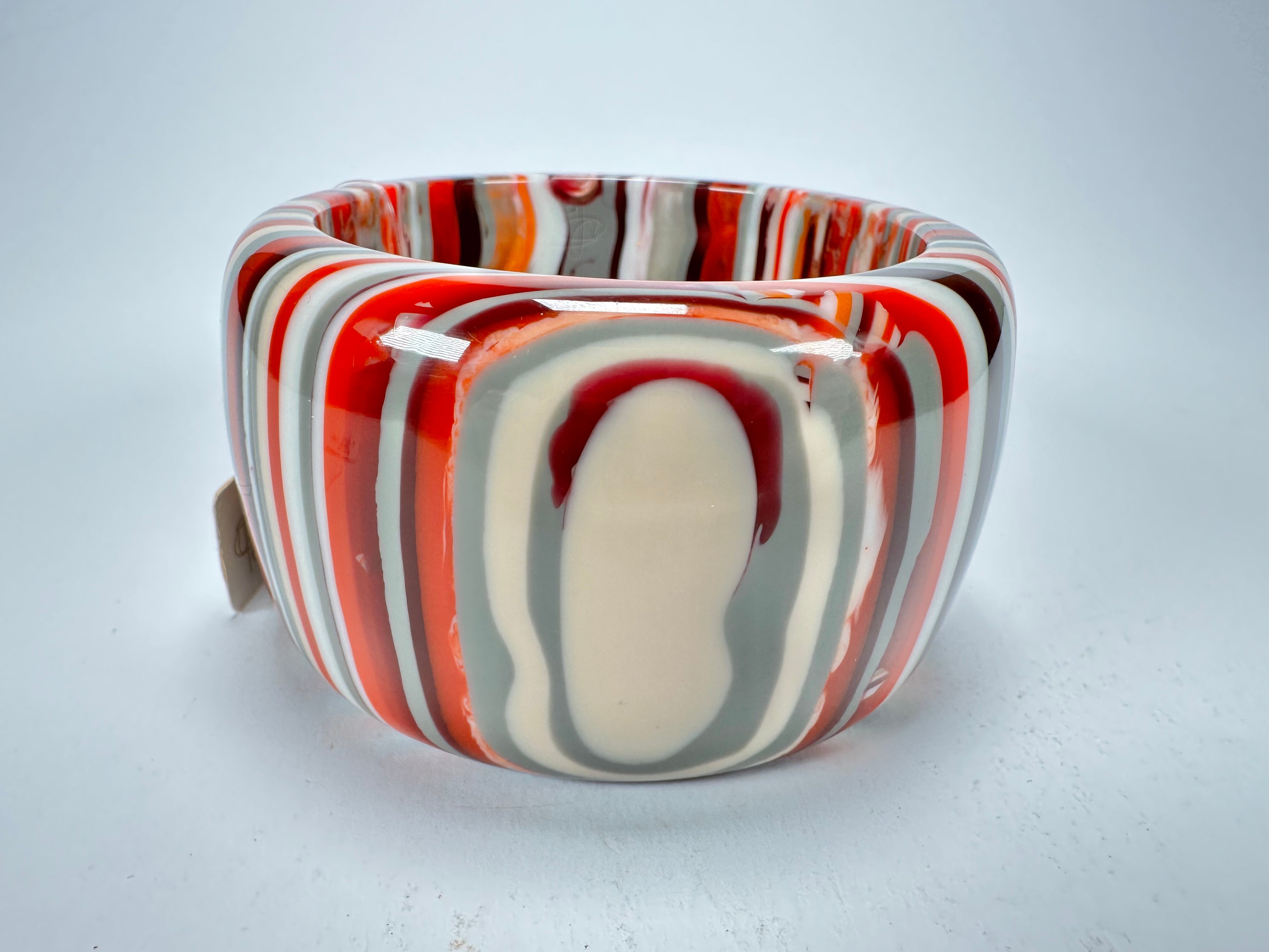 Jackie Brazil "Tiger" Liquorice Allsorts with Cat Eye Orange Mix 5cm Resin Bangle ( B0932 )