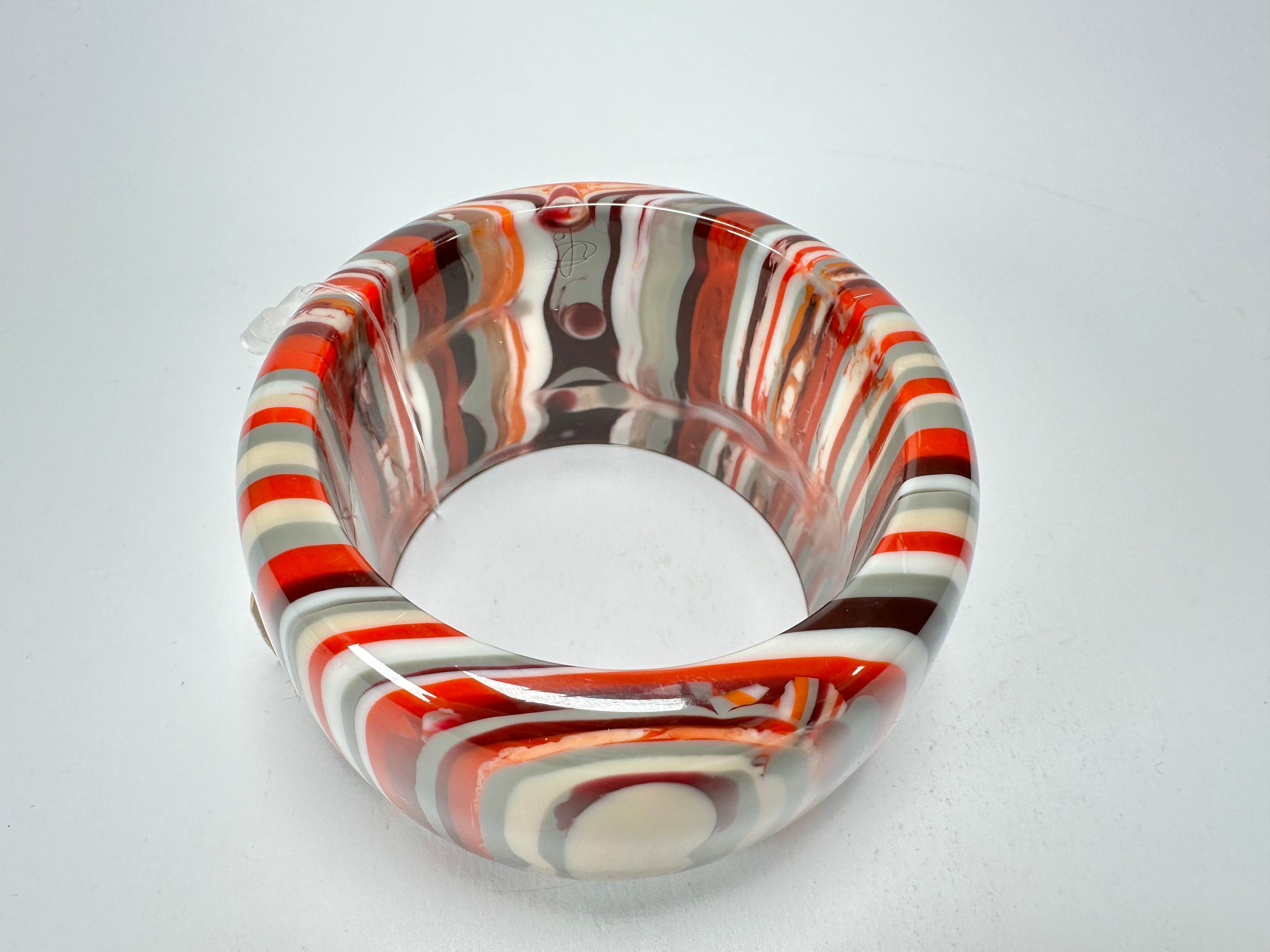 Jackie Brazil "Tiger" Liquorice Allsorts with Cat Eye Orange Mix 5cm Resin Bangle ( B0932 )