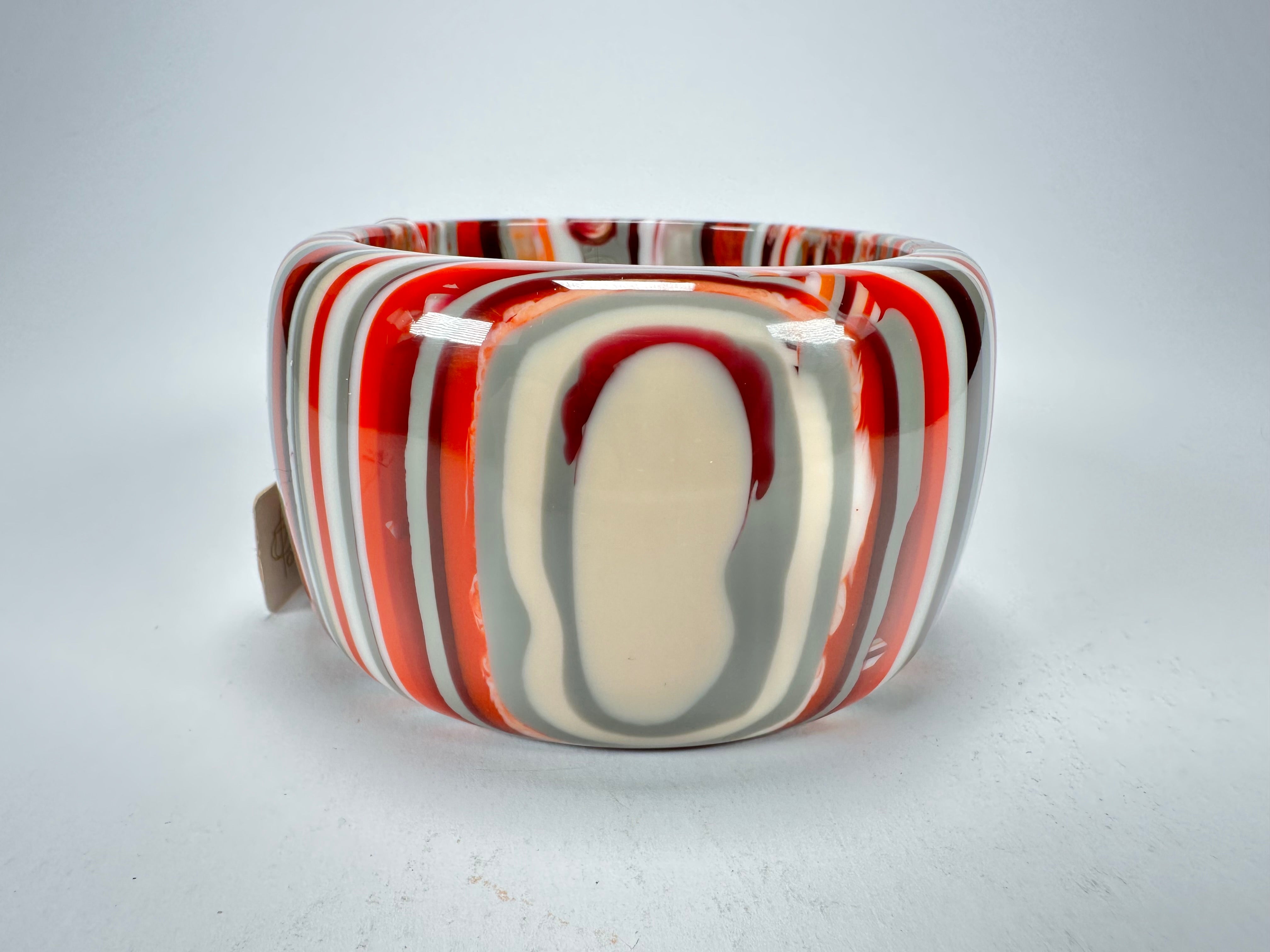 Jackie Brazil "Tiger" Liquorice Allsorts with Cat Eye Orange Mix 5cm Resin Bangle ( B0932 )