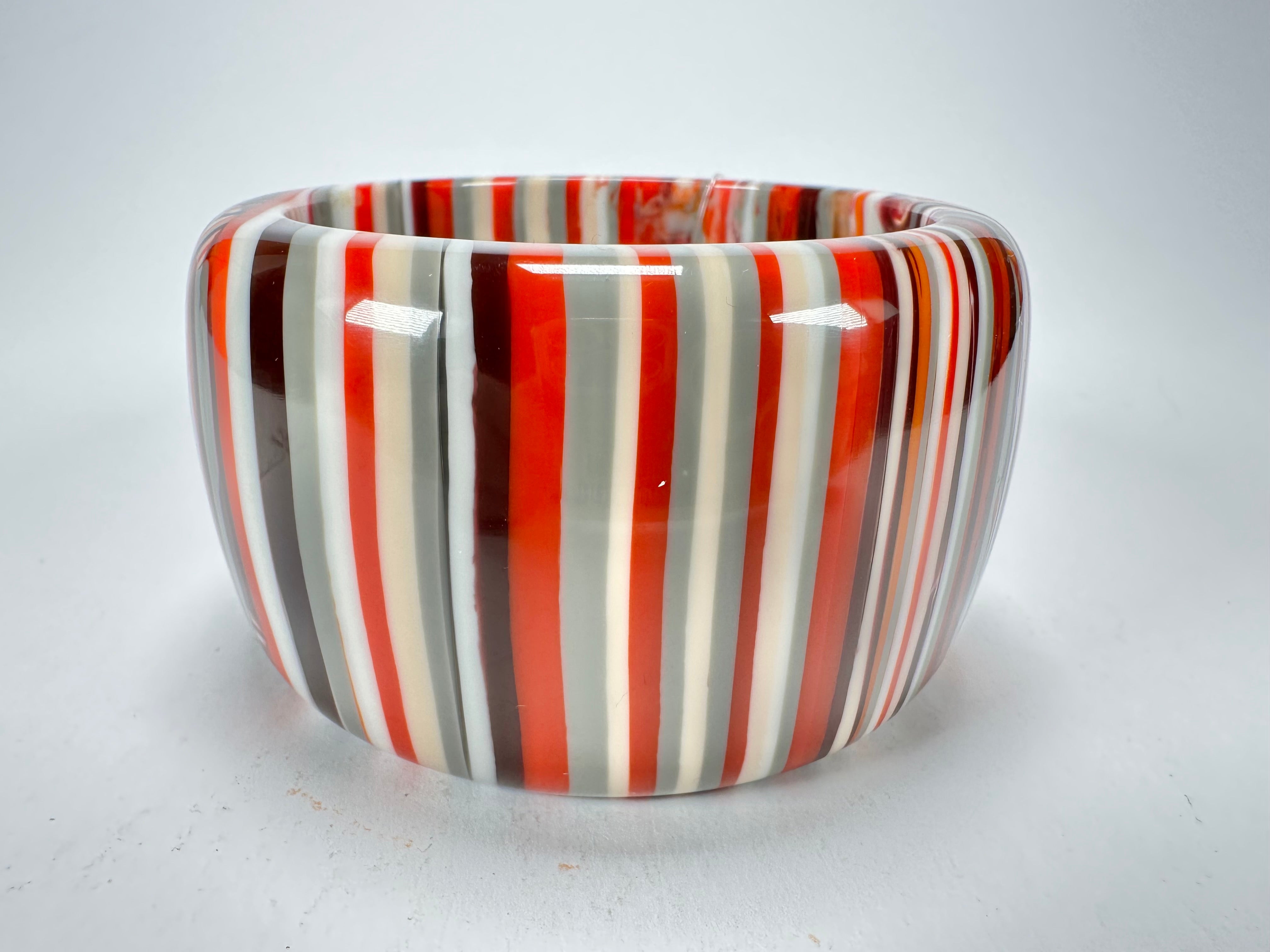 Jackie Brazil "Tiger" Liquorice Allsorts with Cat Eye Orange Mix 5cm Resin Bangle ( B0932 )