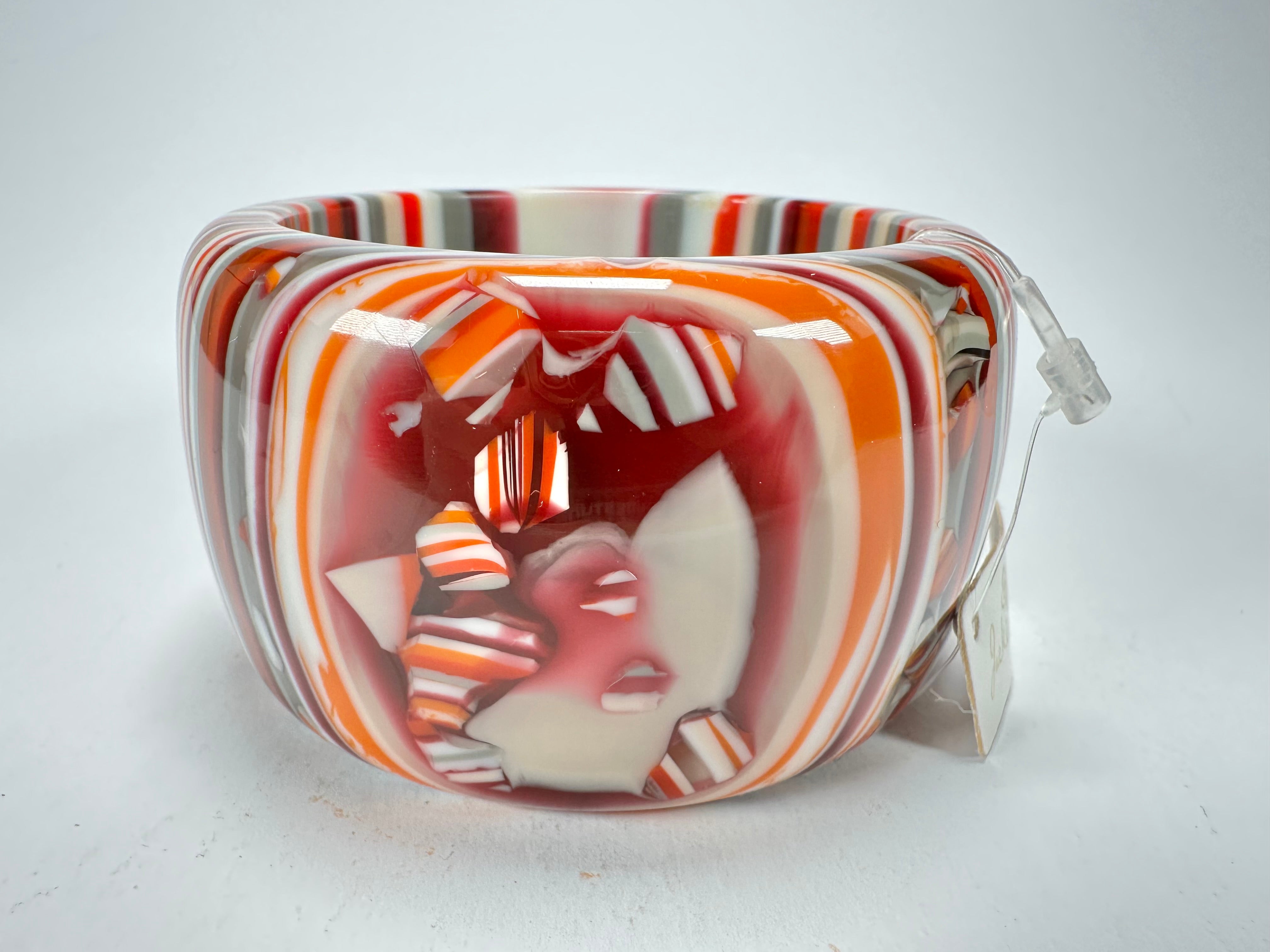 Jackie Brazil "Tiger" Liquorice Allsorts with Cat Eye Orange Mix 5cm Resin Bangle ( B0932 )