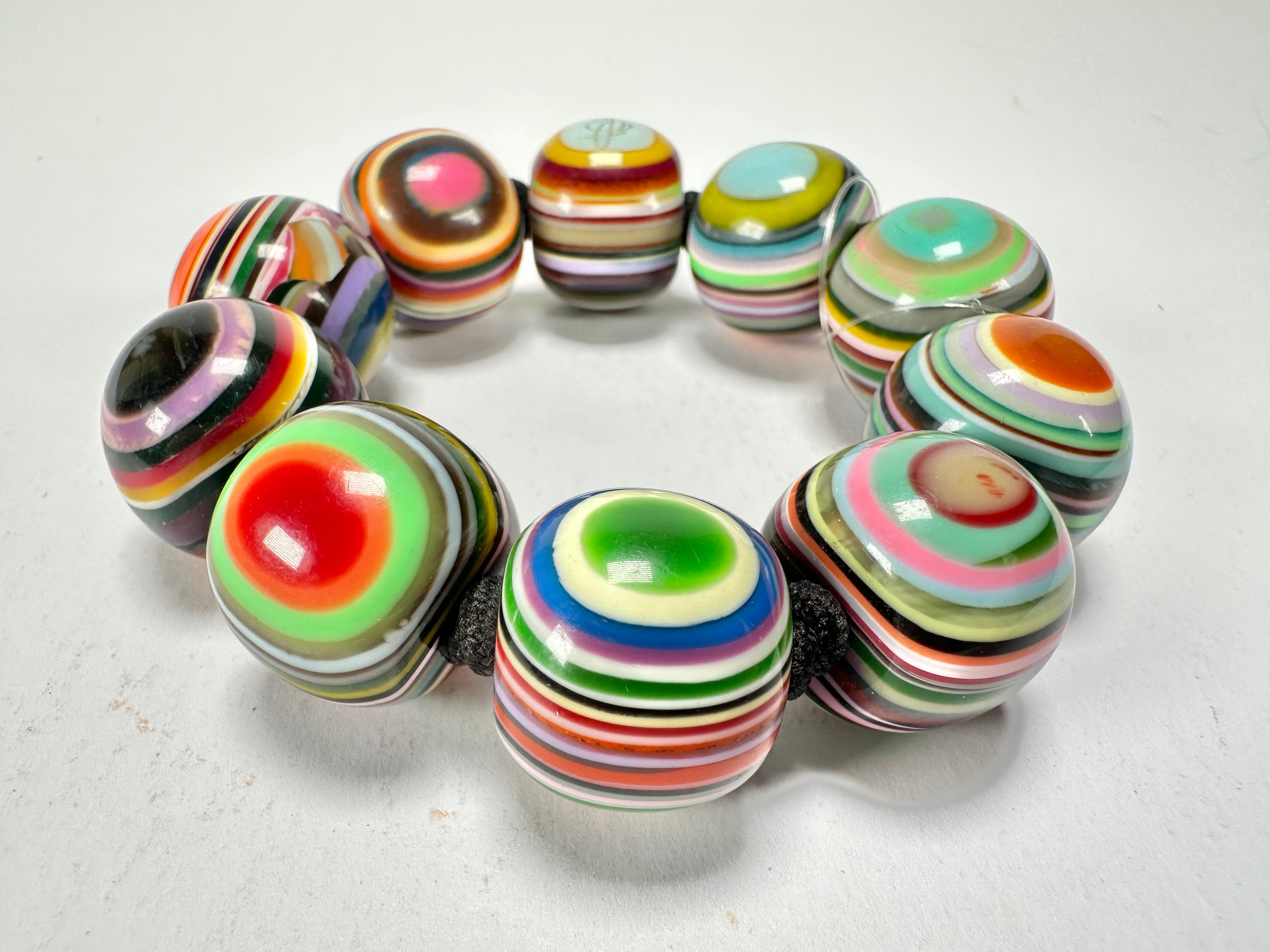 Jackie Brazil "Cat Eyes" Liquorice Allsorts Balls Spring Mix Resin Bracelet ( B0885 )