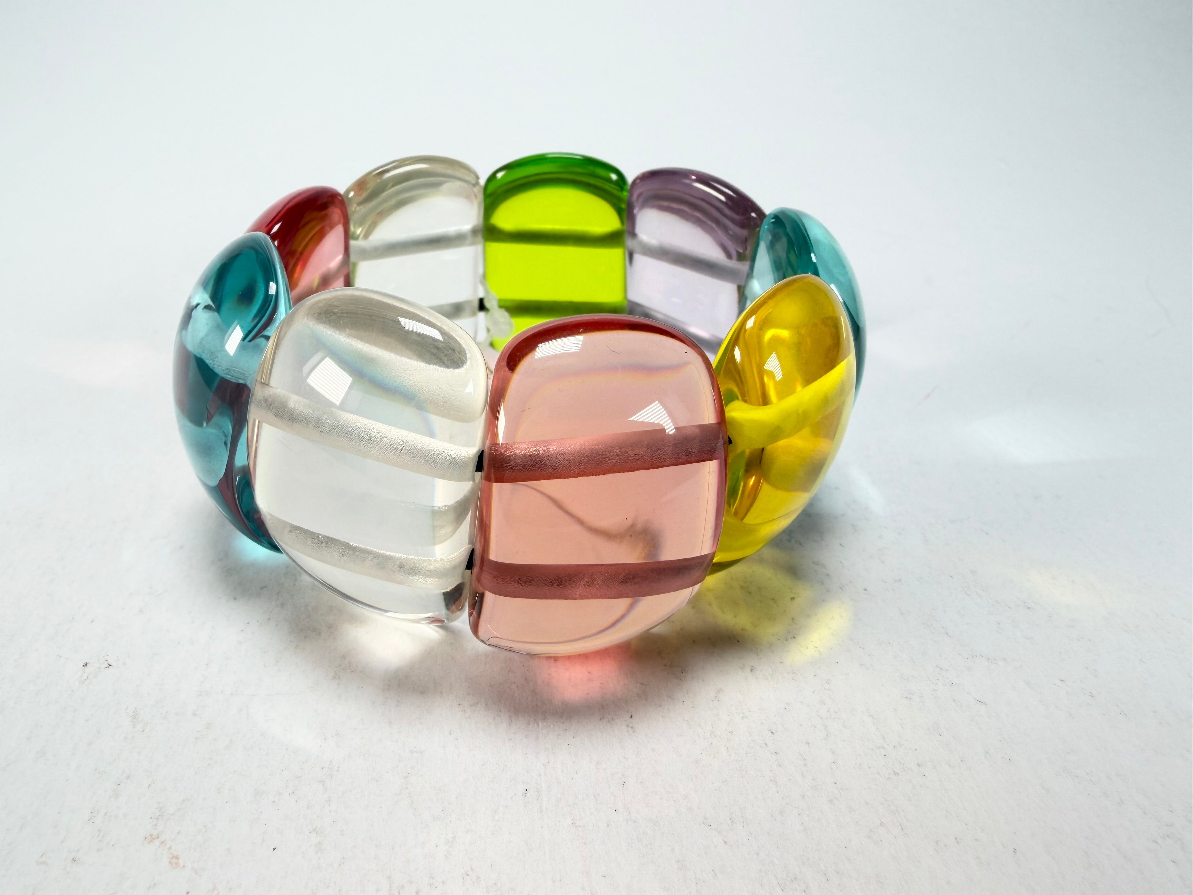 Jackie Brazil "Maria" Transparent Summer Mix Elasticated Bracelet ( B0217 )