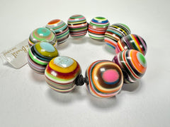 Jackie Brazil "Cat Eyes" Liquorice Allsorts Balls Spring Mix Resin Bracelet ( B0885 )