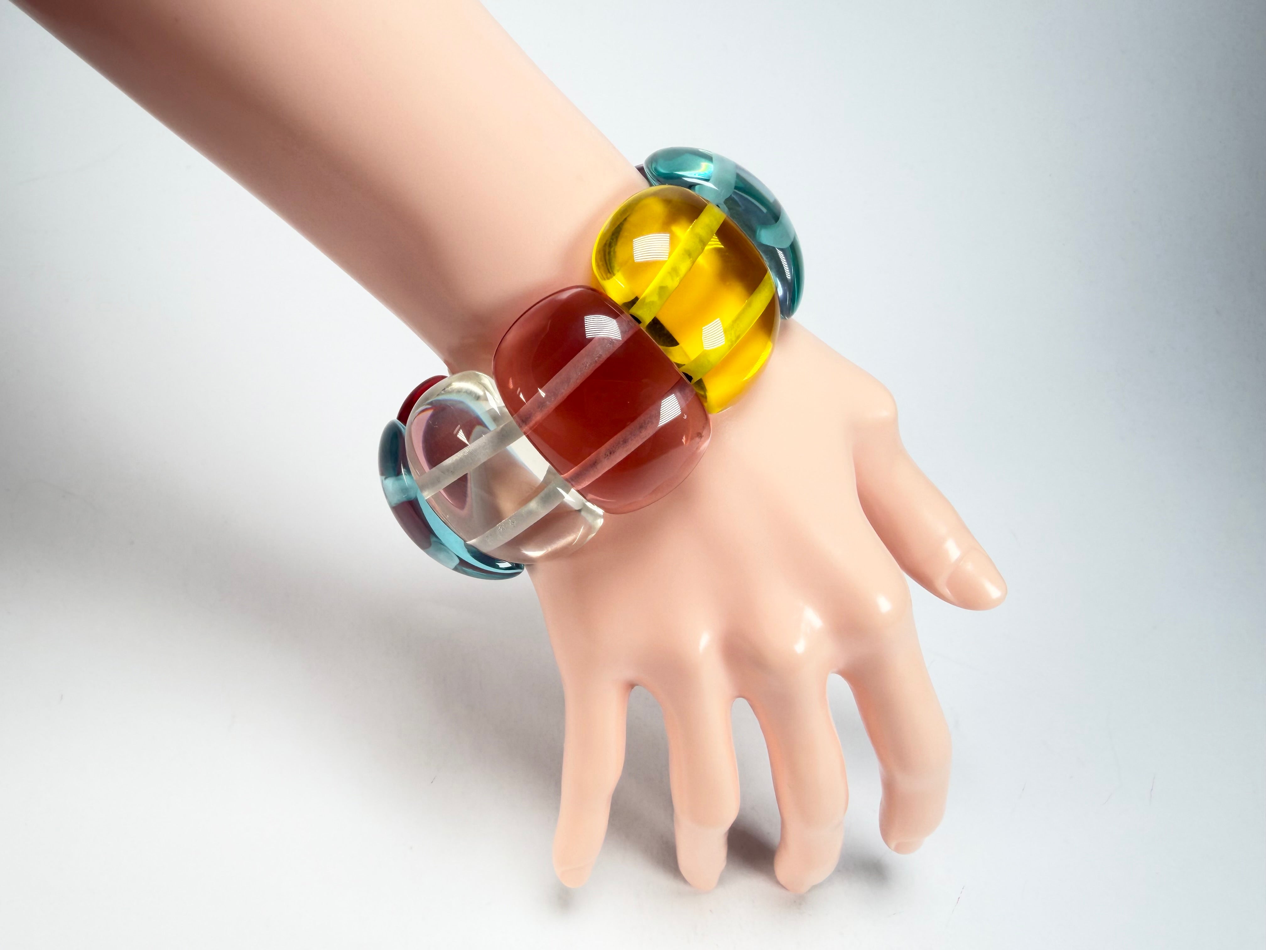 Jackie Brazil "Maria" Transparent Summer Mix Elasticated Bracelet ( B0217 )