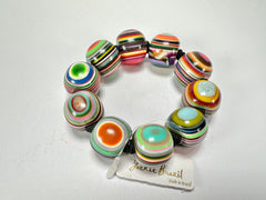Jackie Brazil "Cat Eyes" Liquorice Allsorts Balls Spring Mix Resin Bracelet ( B0885 )