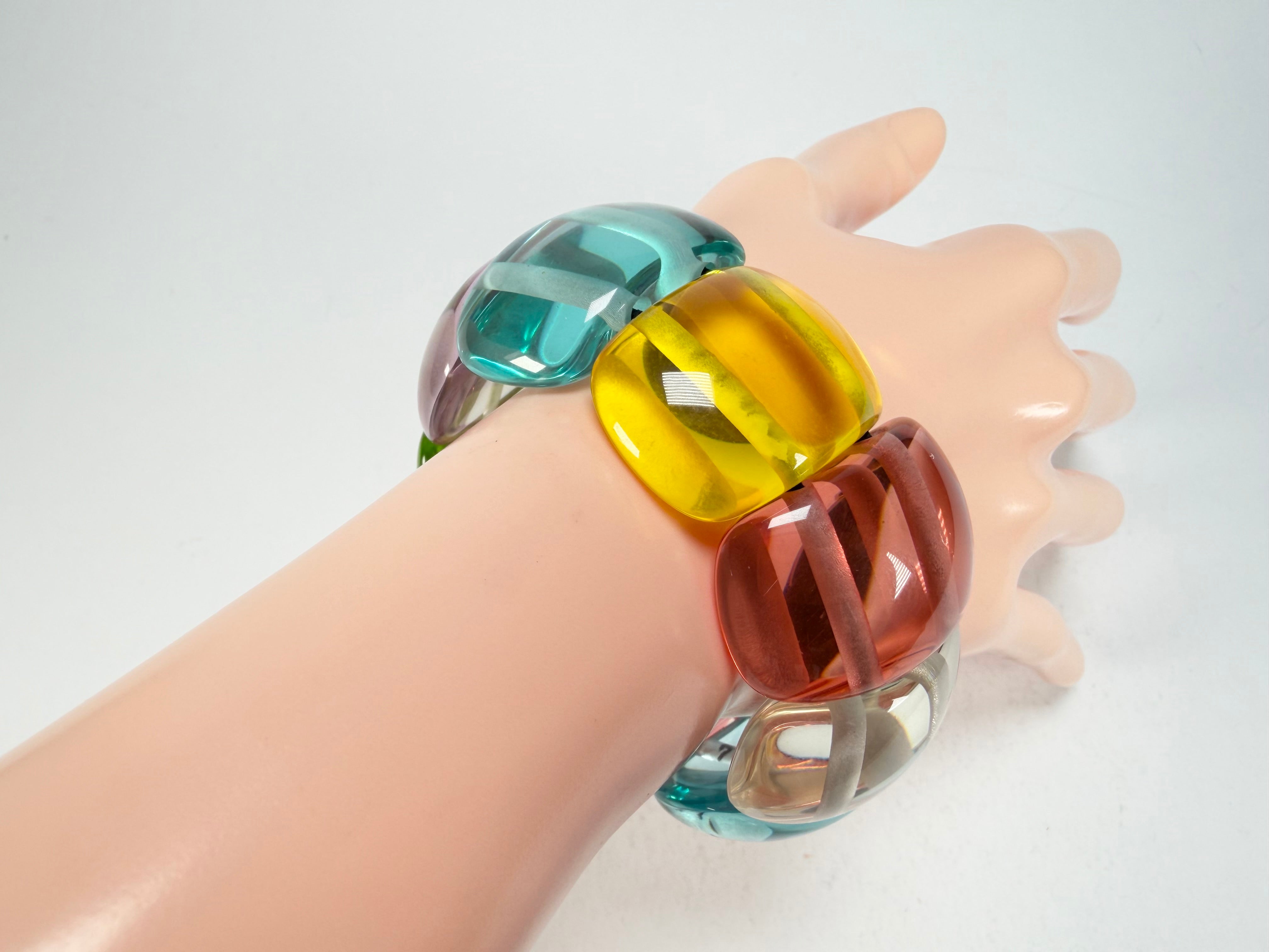 Jackie Brazil "Maria" Transparent Summer Mix Elasticated Bracelet ( B0217 )