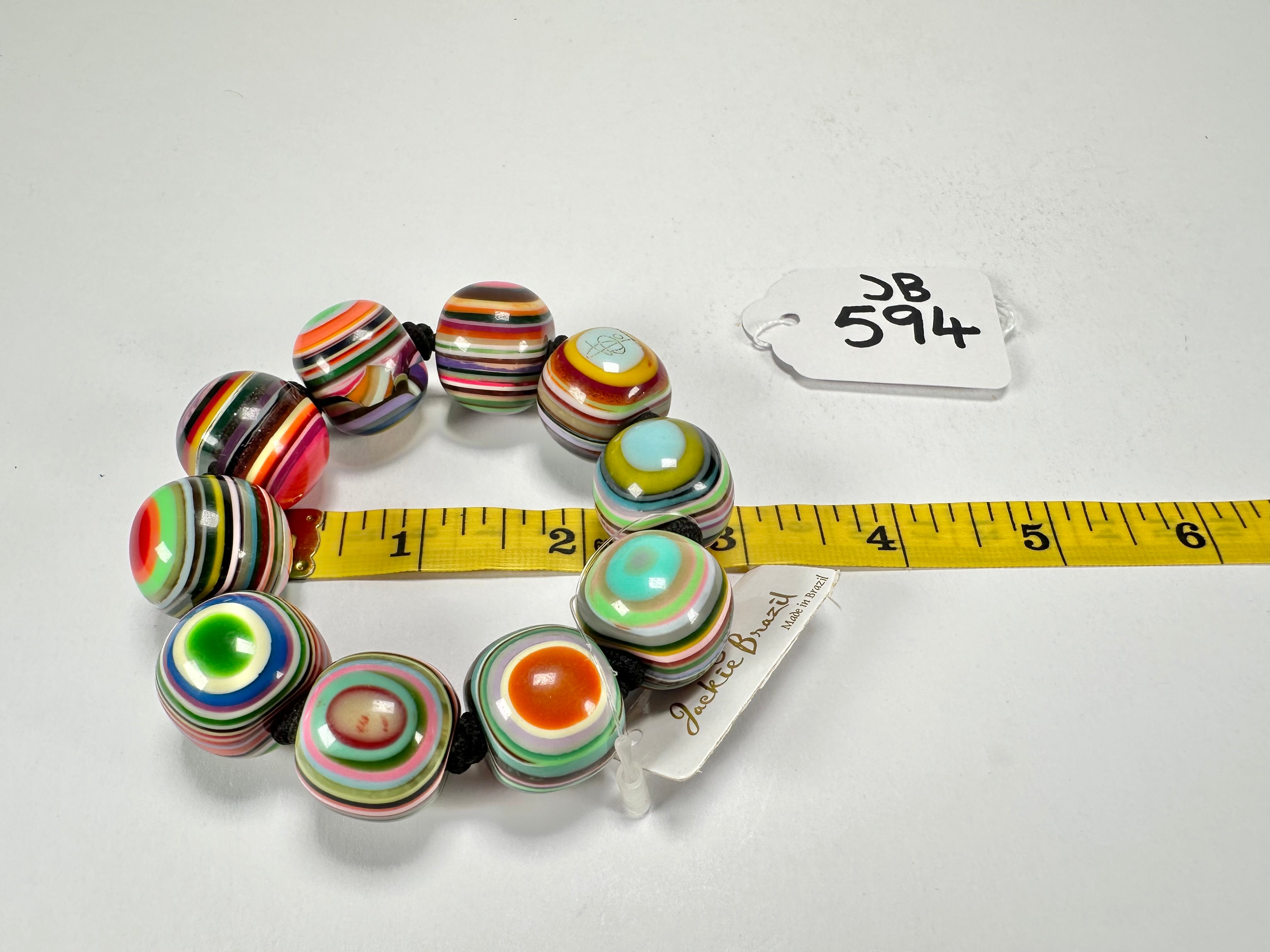 Jackie Brazil "Cat Eyes" Liquorice Allsorts Balls Spring Mix Resin Bracelet ( B0885 )