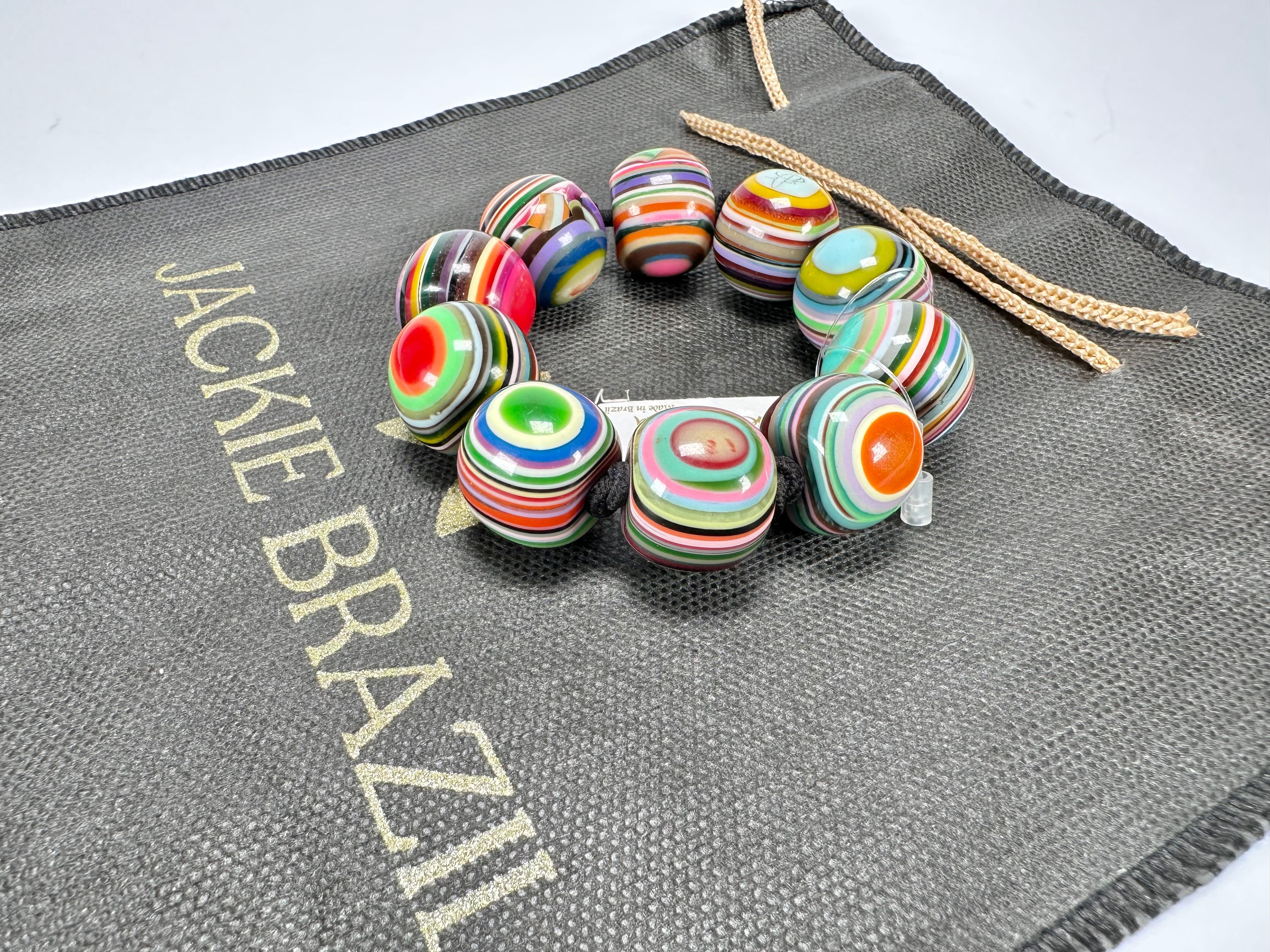 Jackie Brazil "Cat Eyes" Liquorice Allsorts Balls Spring Mix Resin Bracelet ( B0885 )