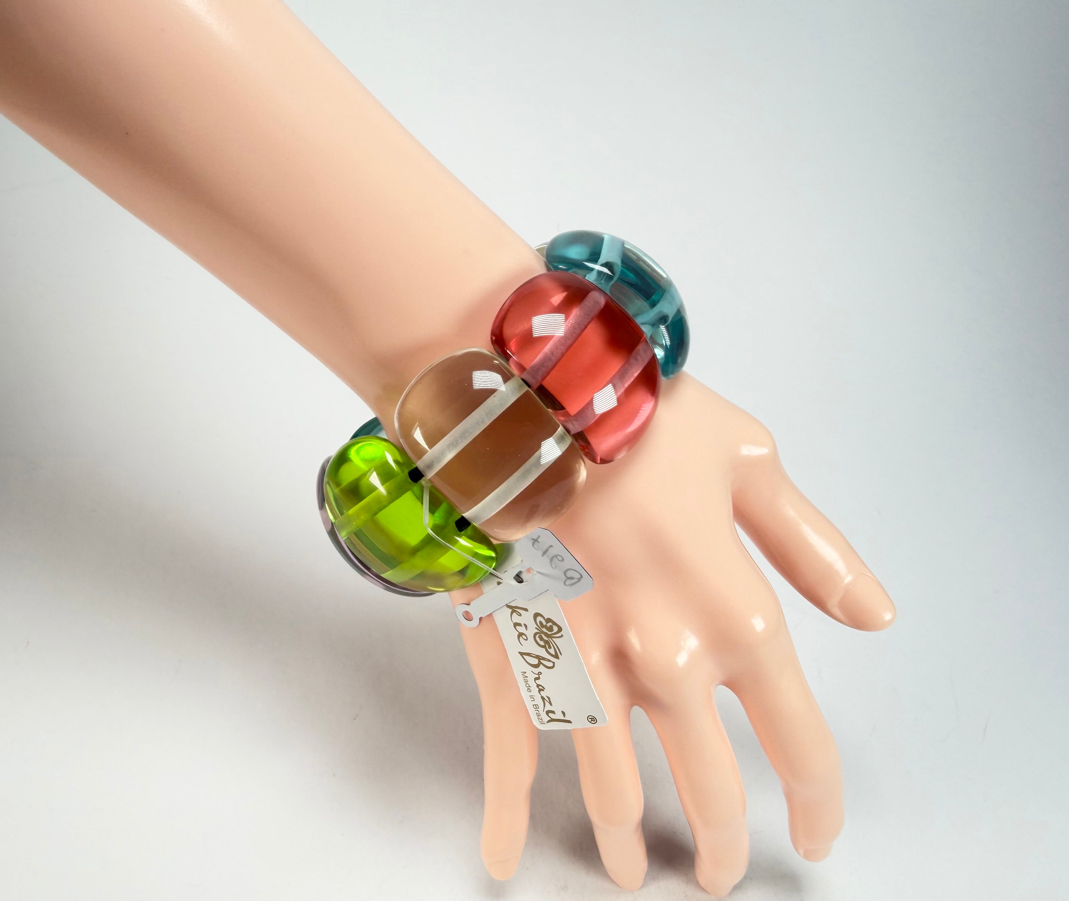 Jackie Brazil "Maria" Transparent Summer Mix Elasticated Bracelet ( B0217 )