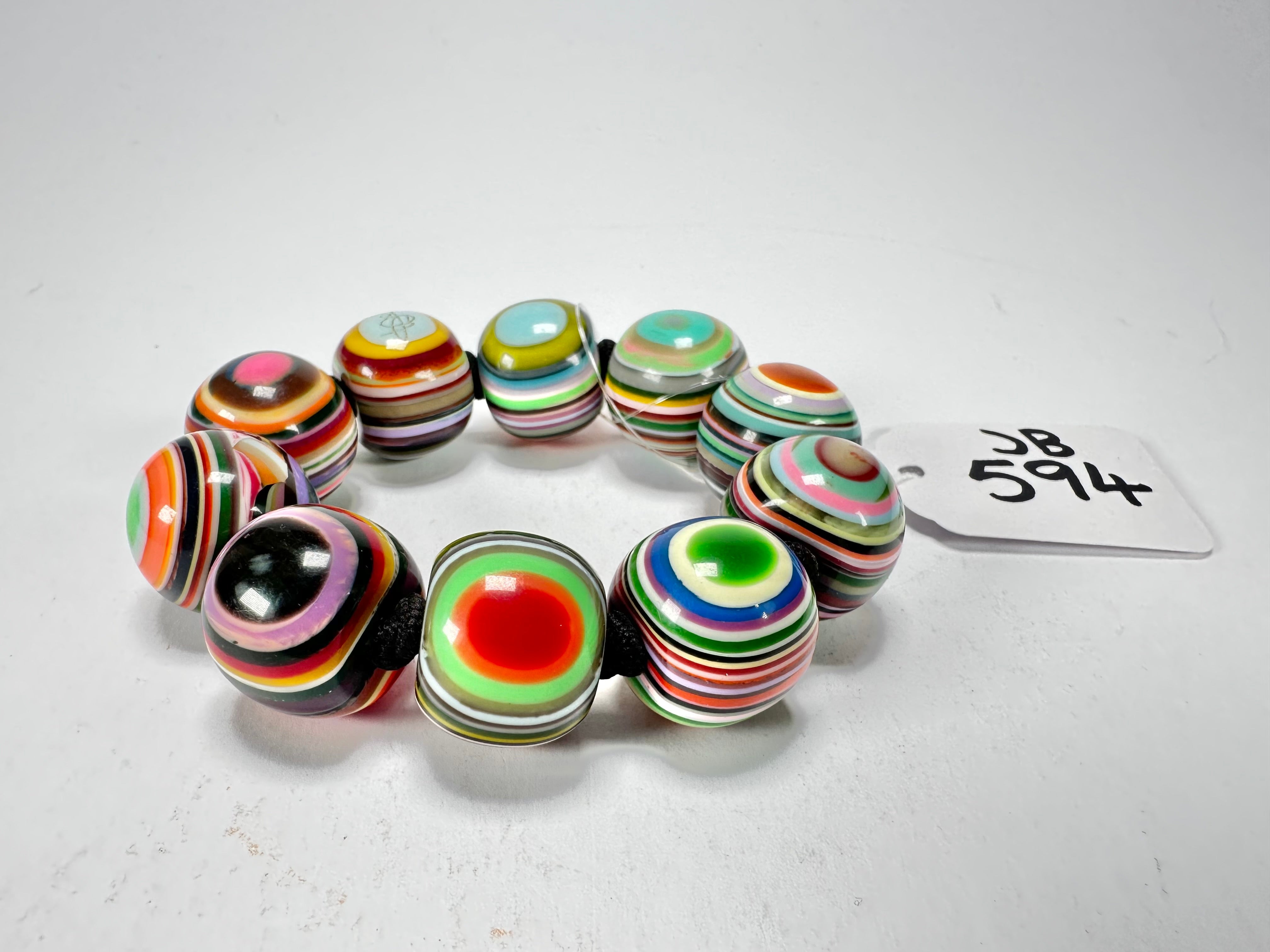 Jackie Brazil "Cat Eyes" Liquorice Allsorts Balls Spring Mix Resin Bracelet ( B0885 )