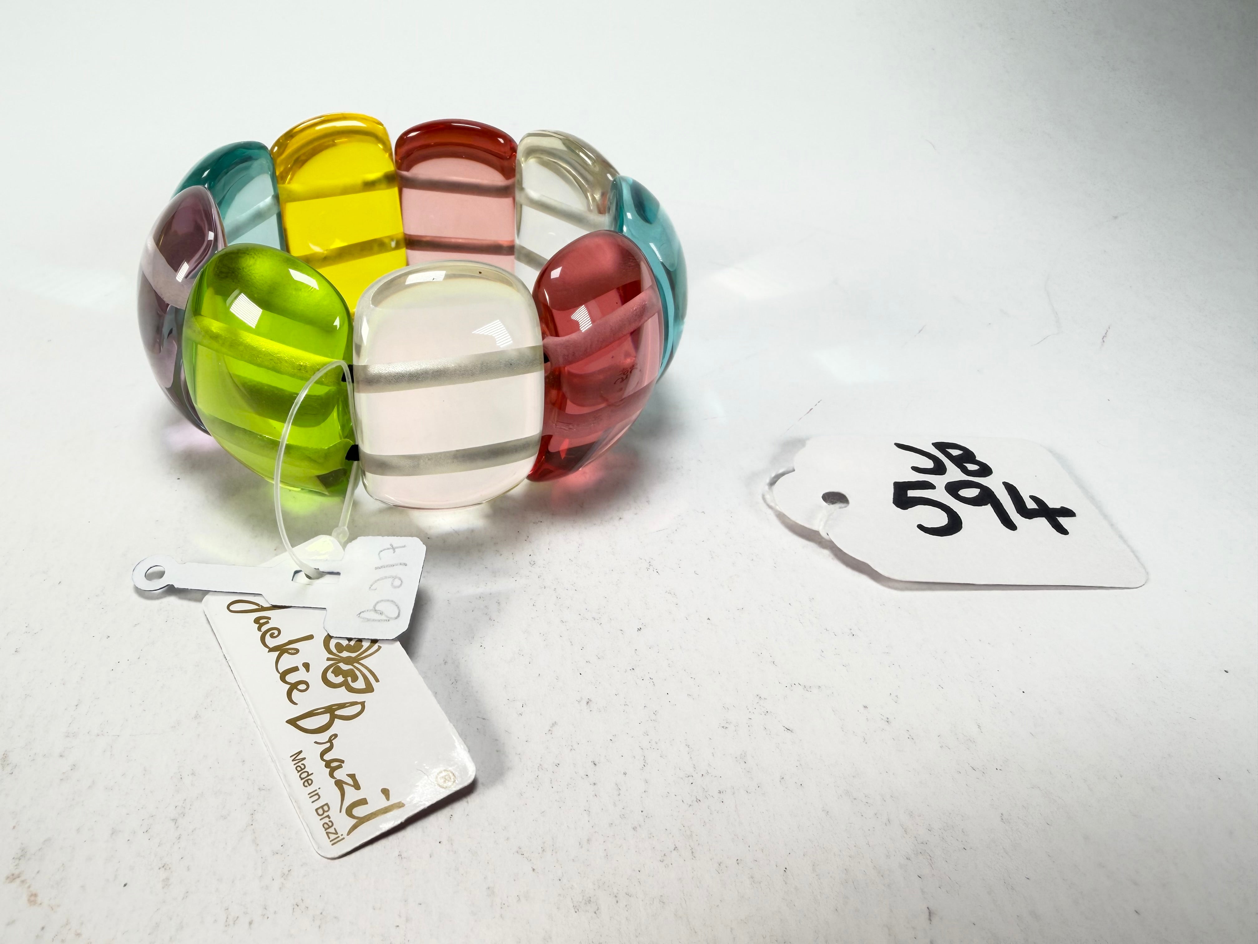 Jackie Brazil "Maria" Transparent Summer Mix Elasticated Bracelet ( B0217 )