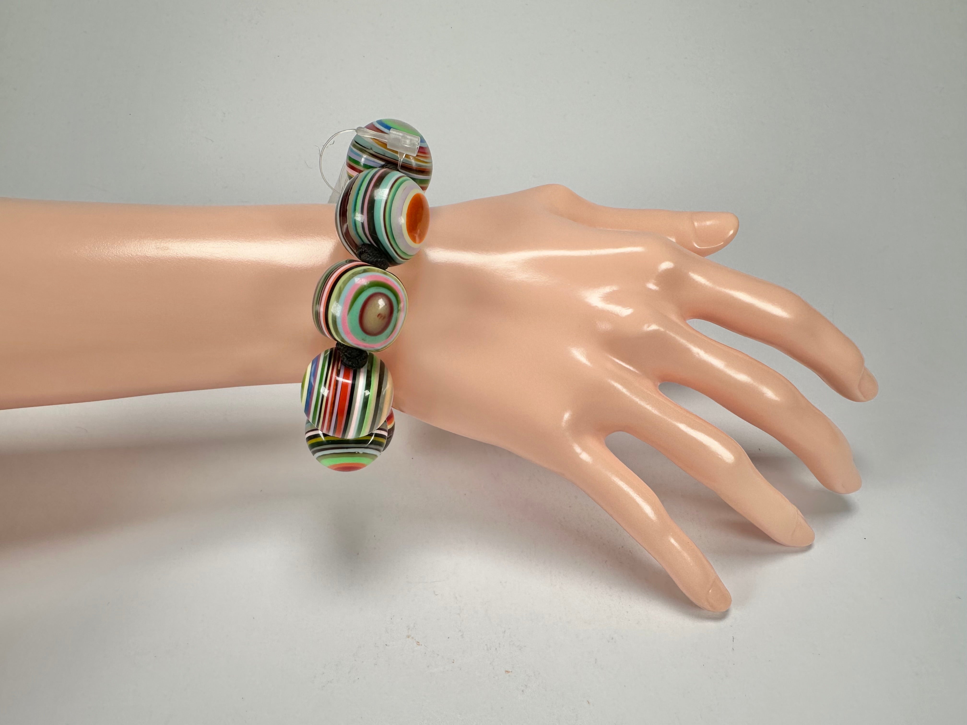 Jackie Brazil "Cat Eyes" Liquorice Allsorts Balls Spring Mix Resin Bracelet ( B0885 )
