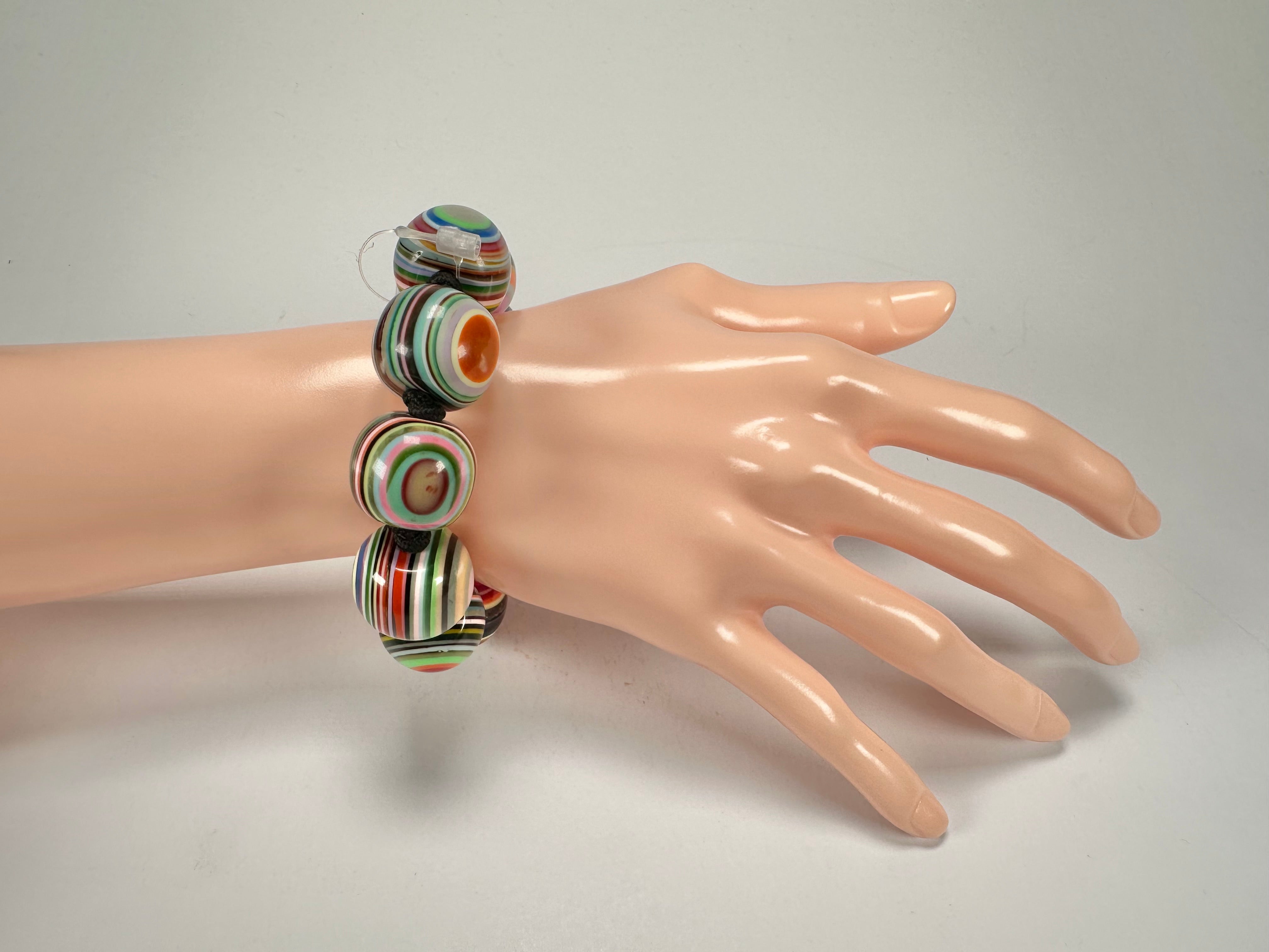 Jackie Brazil "Cat Eyes" Liquorice Allsorts Balls Spring Mix Resin Bracelet ( B0885 )