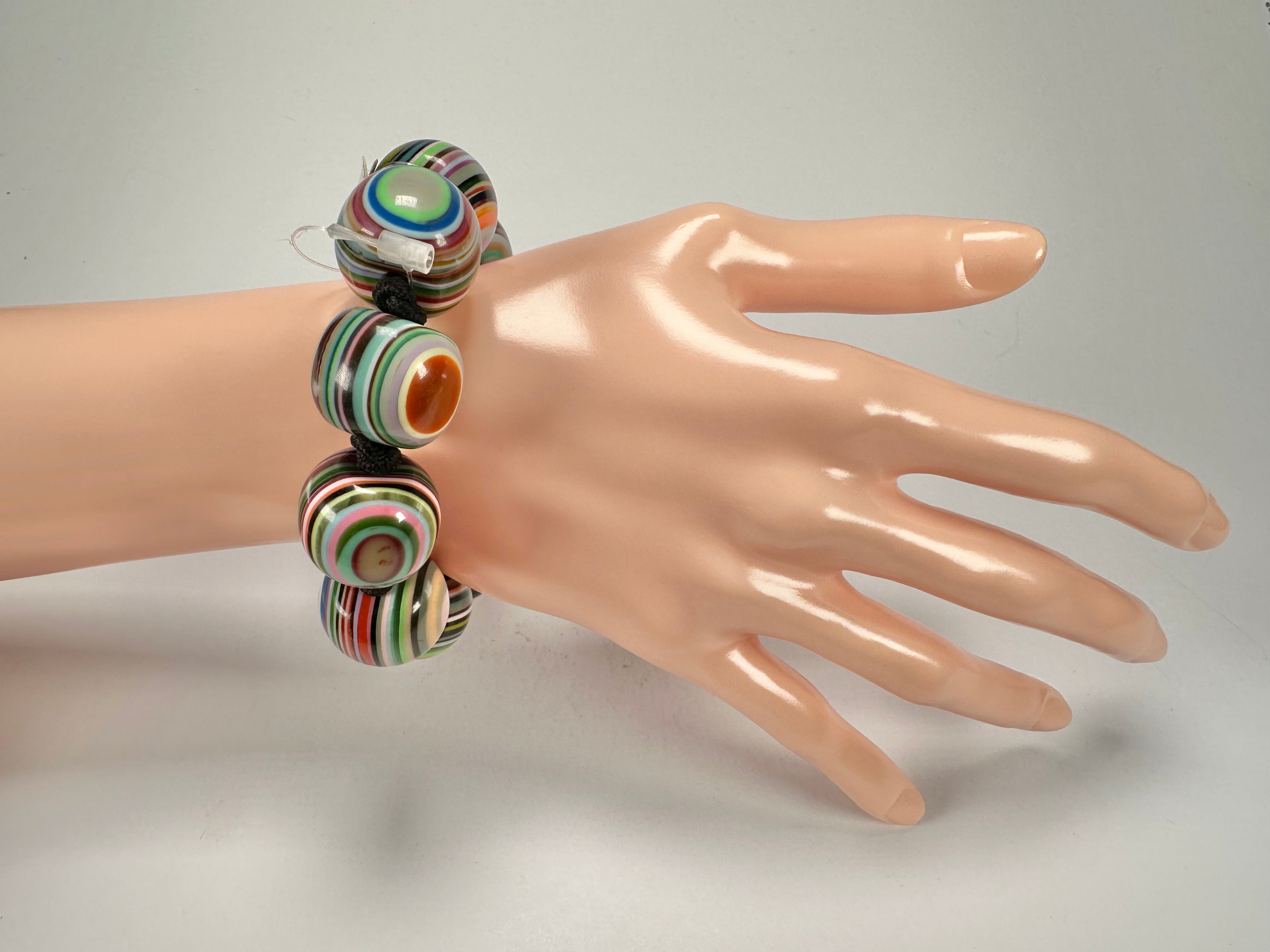Jackie Brazil "Cat Eyes" Liquorice Allsorts Balls Spring Mix Resin Bracelet ( B0885 )