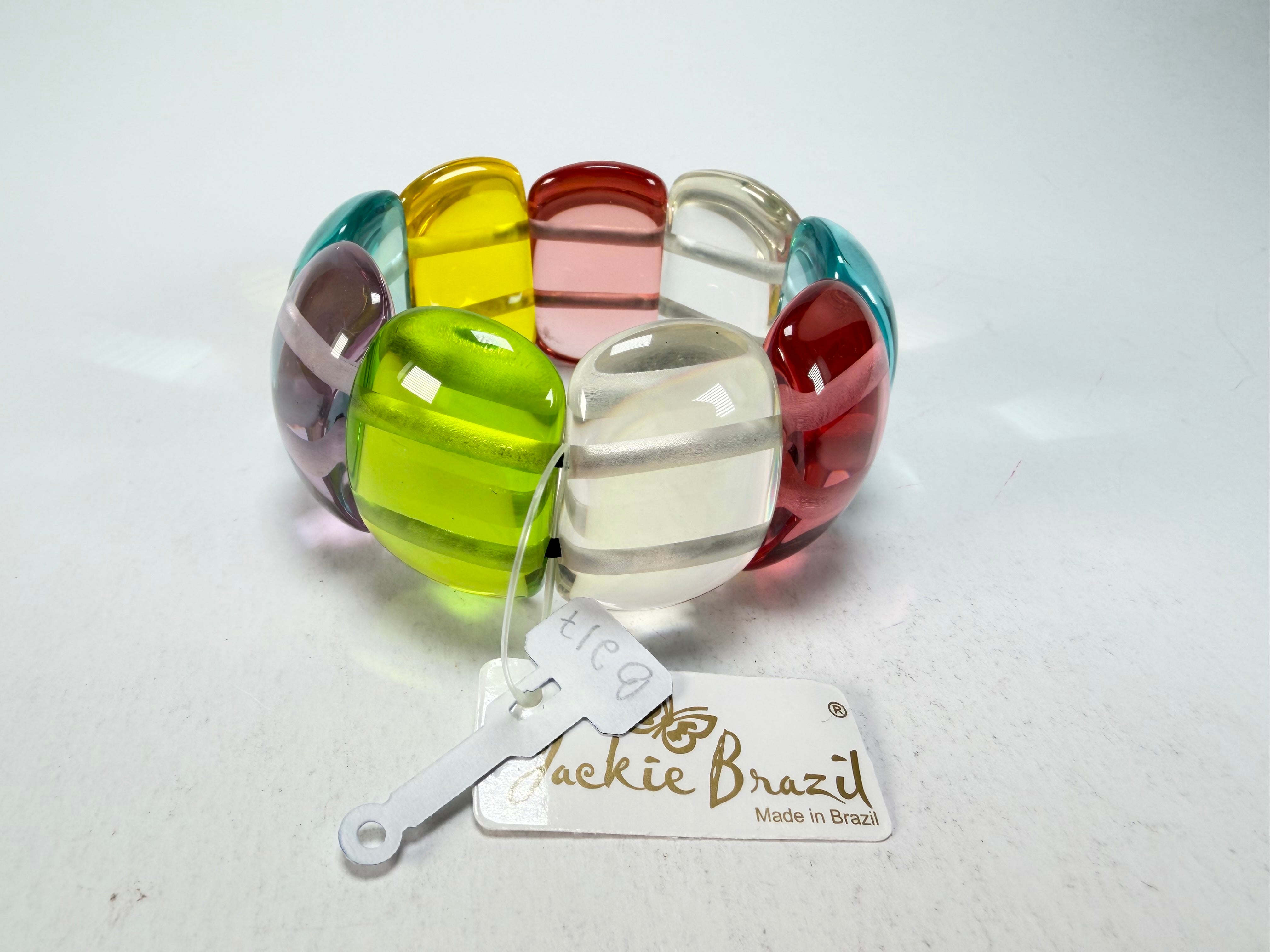Jackie Brazil "Maria" Transparent Summer Mix Elasticated Bracelet ( B0217 )