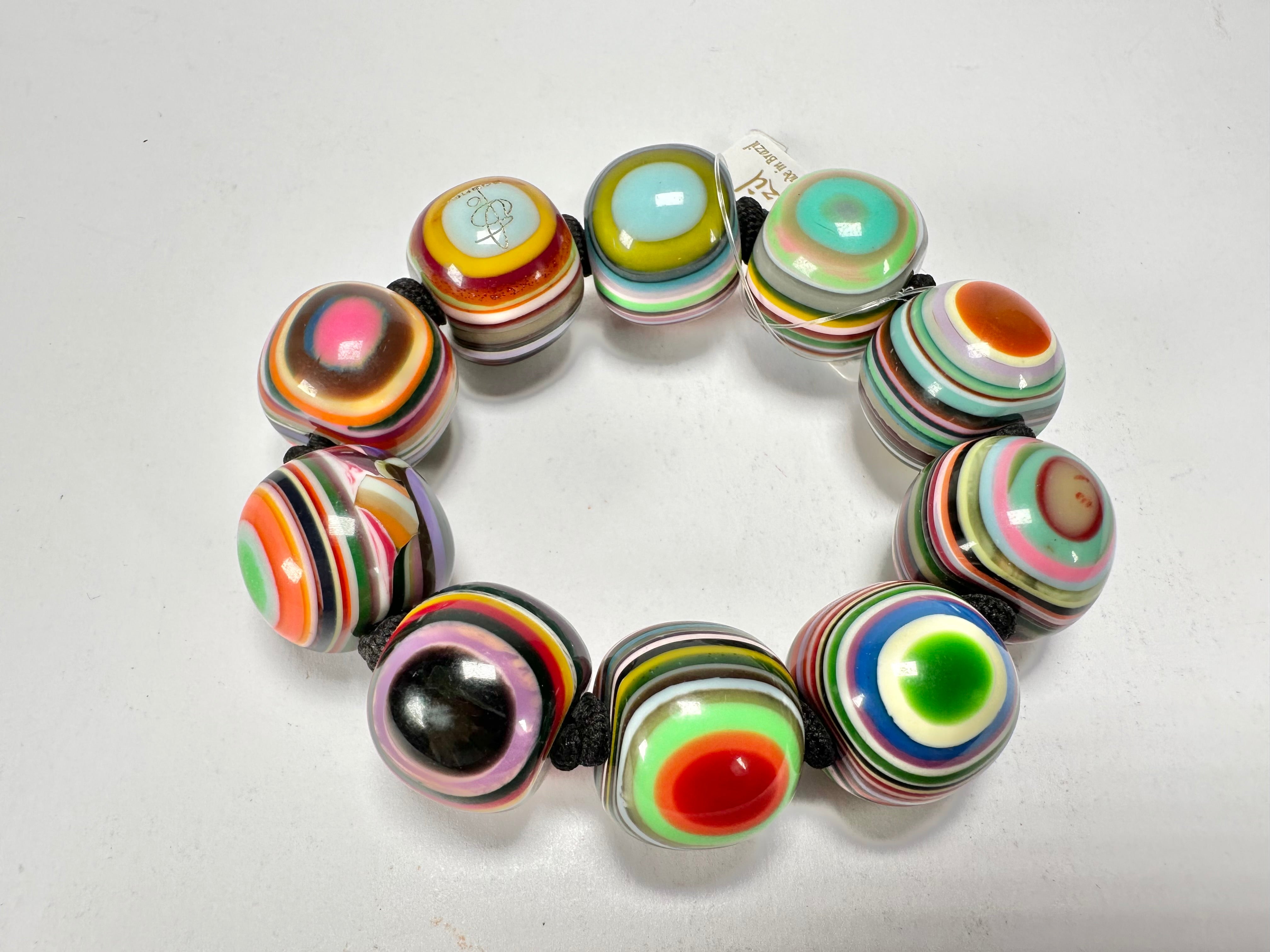 Jackie Brazil "Cat Eyes" Liquorice Allsorts Balls Spring Mix Resin Bracelet ( B0885 )