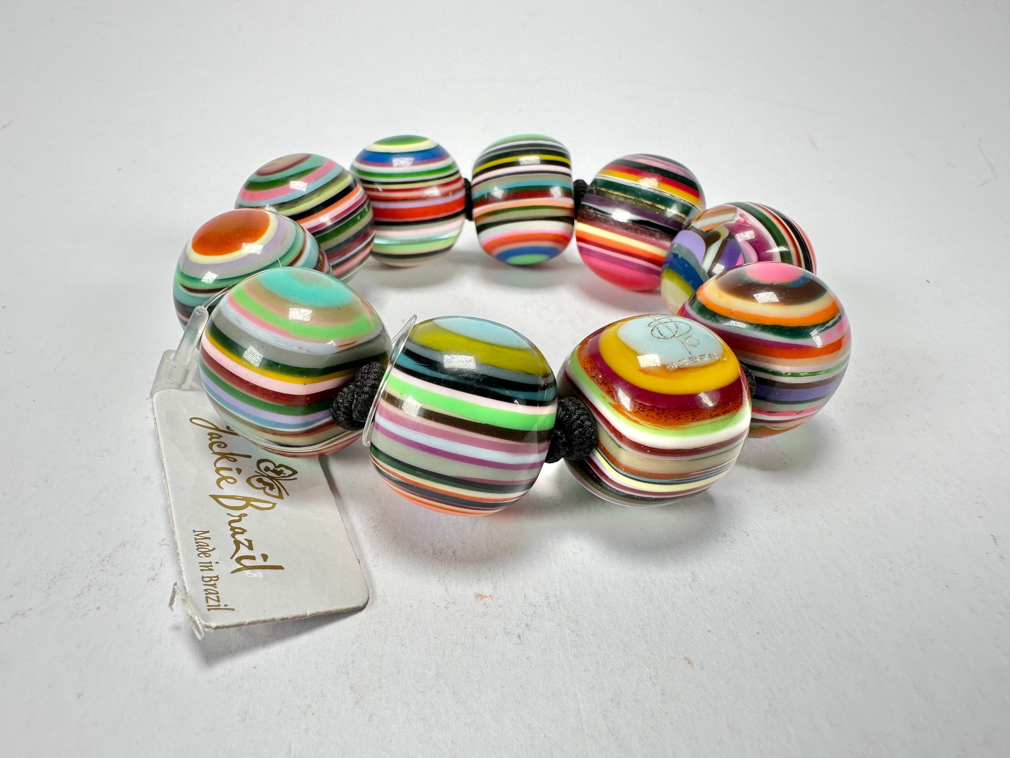 Jackie Brazil "Cat Eyes" Liquorice Allsorts Balls Spring Mix Resin Bracelet ( B0885 )