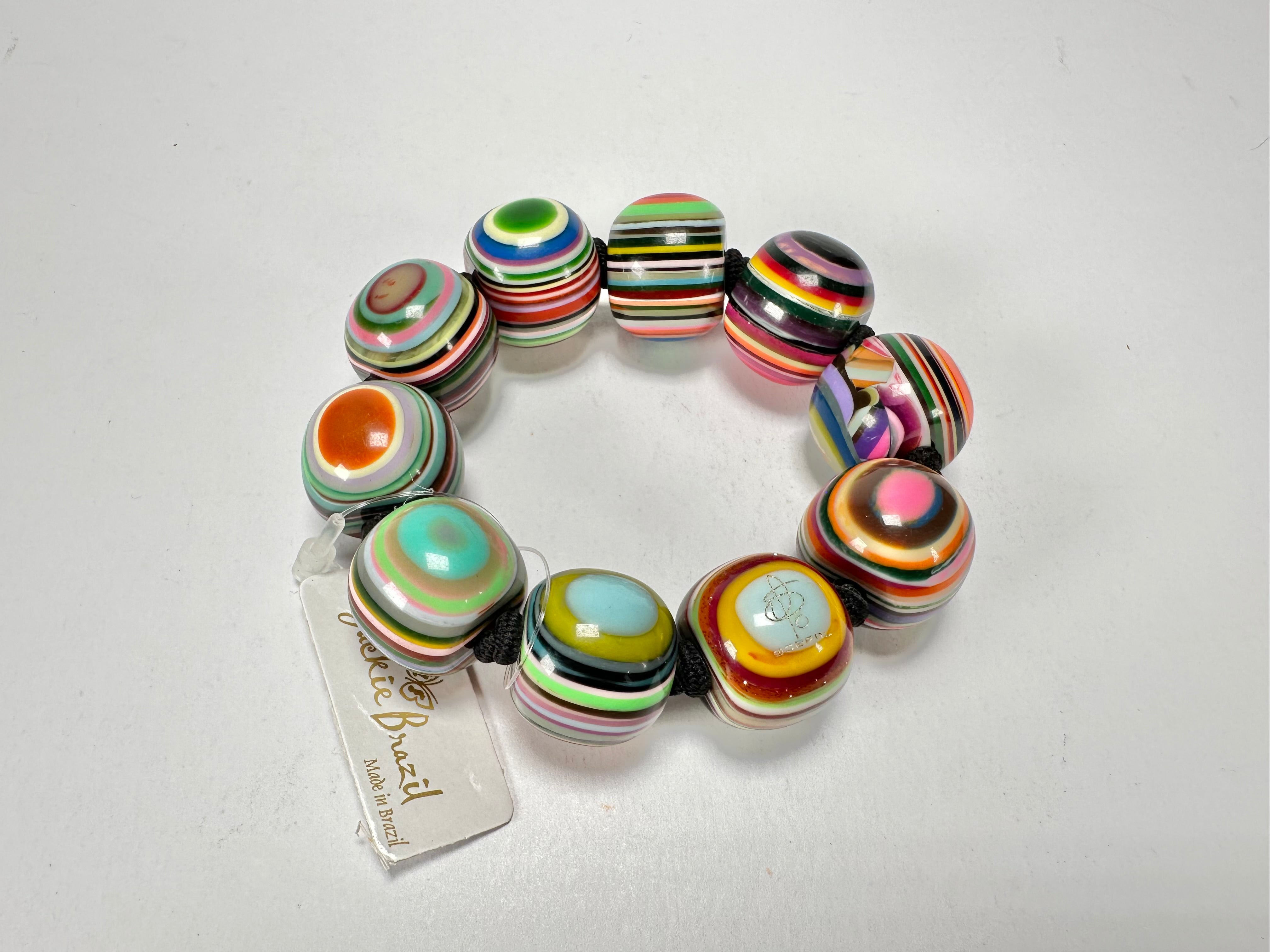 Jackie Brazil "Cat Eyes" Liquorice Allsorts Balls Spring Mix Resin Bracelet ( B0885 )