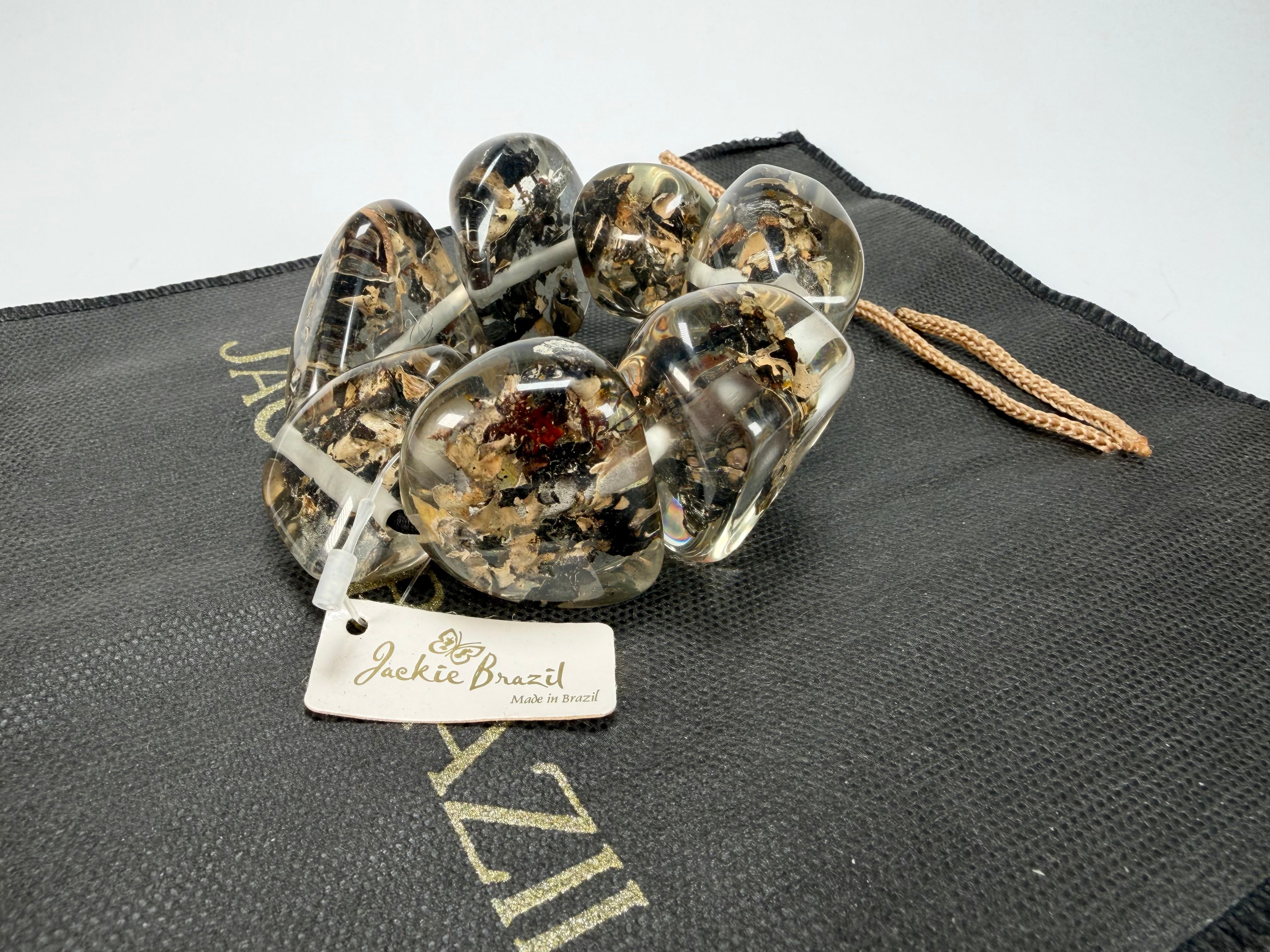 Jackie Brazil "Cusco" Seaweed Large Stones Elasticated Bracelet ( B1350 )