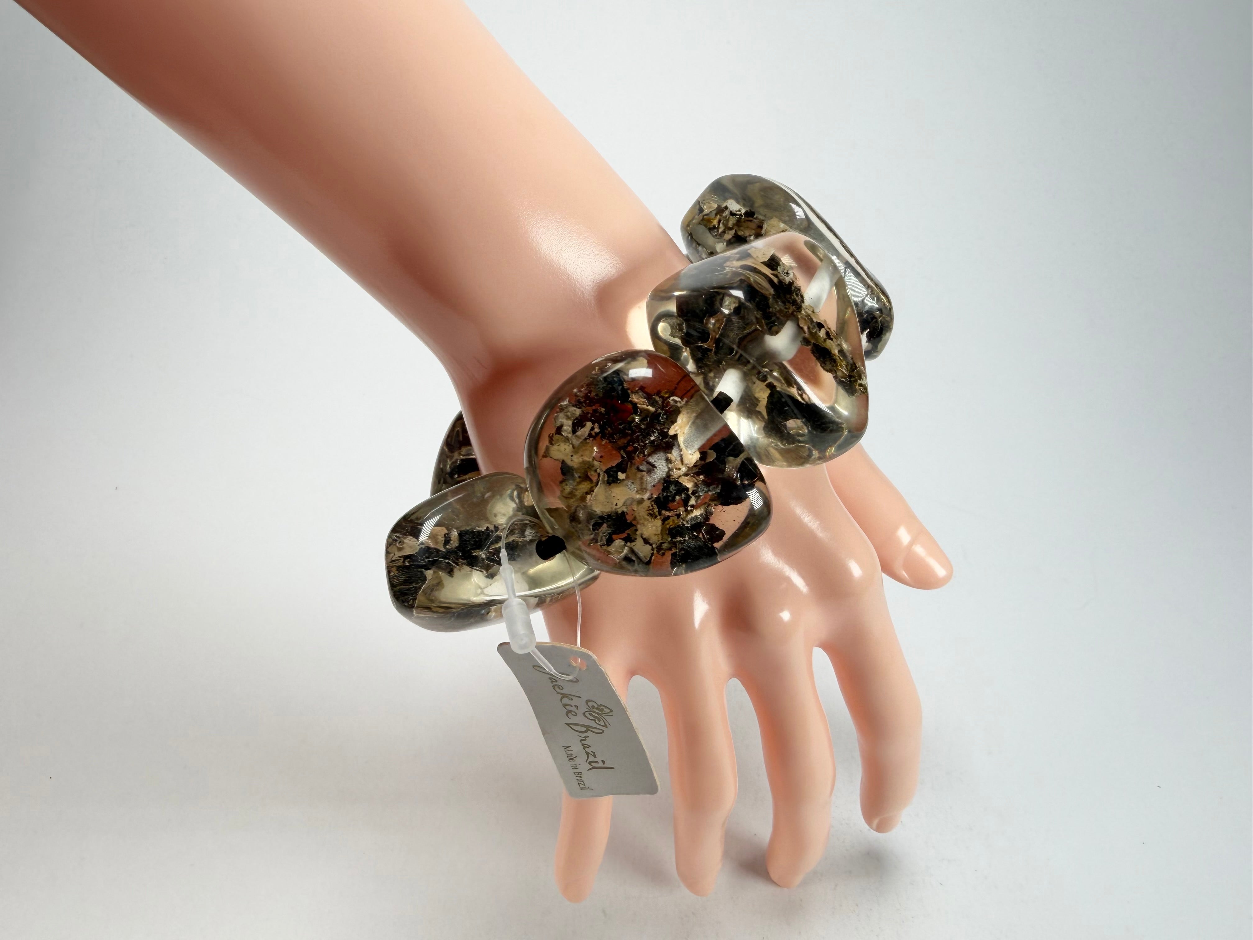 Jackie Brazil "Cusco" Seaweed Large Stones Elasticated Bracelet ( B1350 )