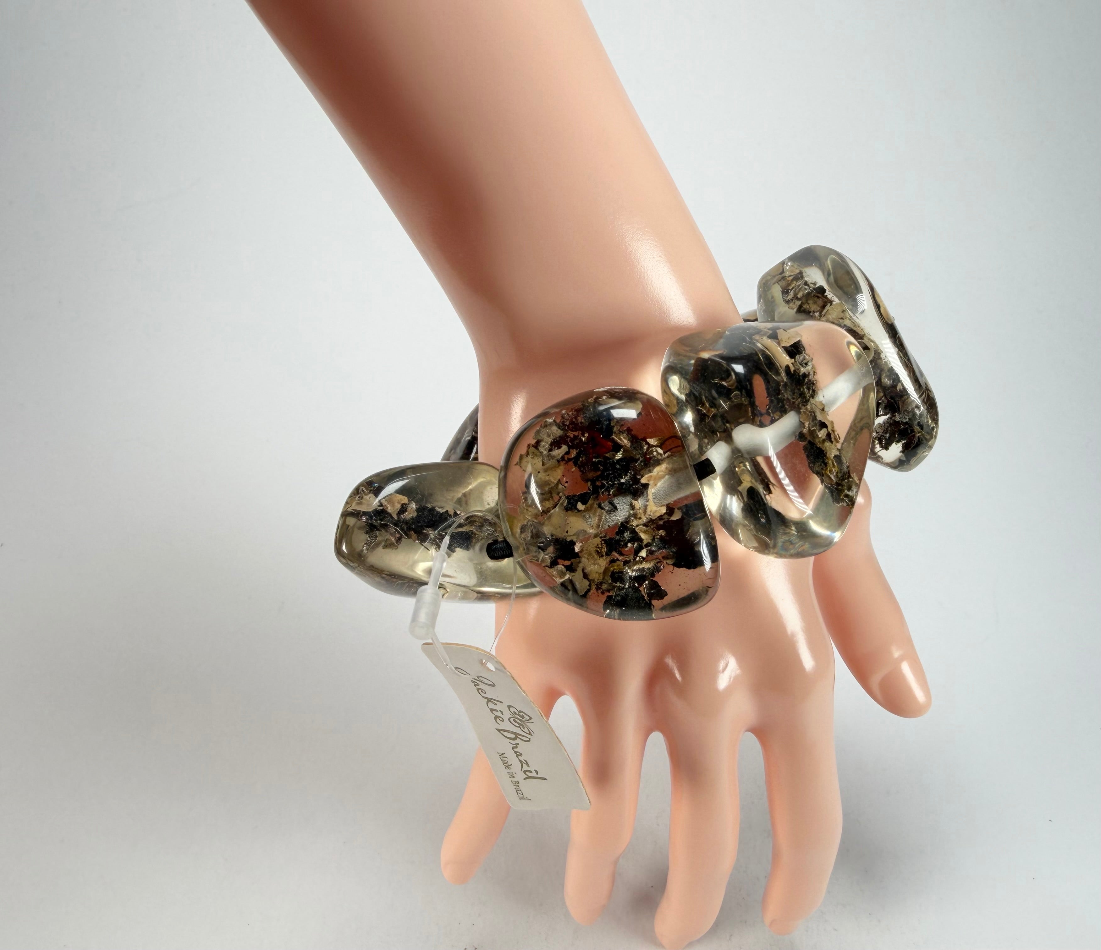 Jackie Brazil "Cusco" Seaweed Large Stones Elasticated Bracelet ( B1350 )