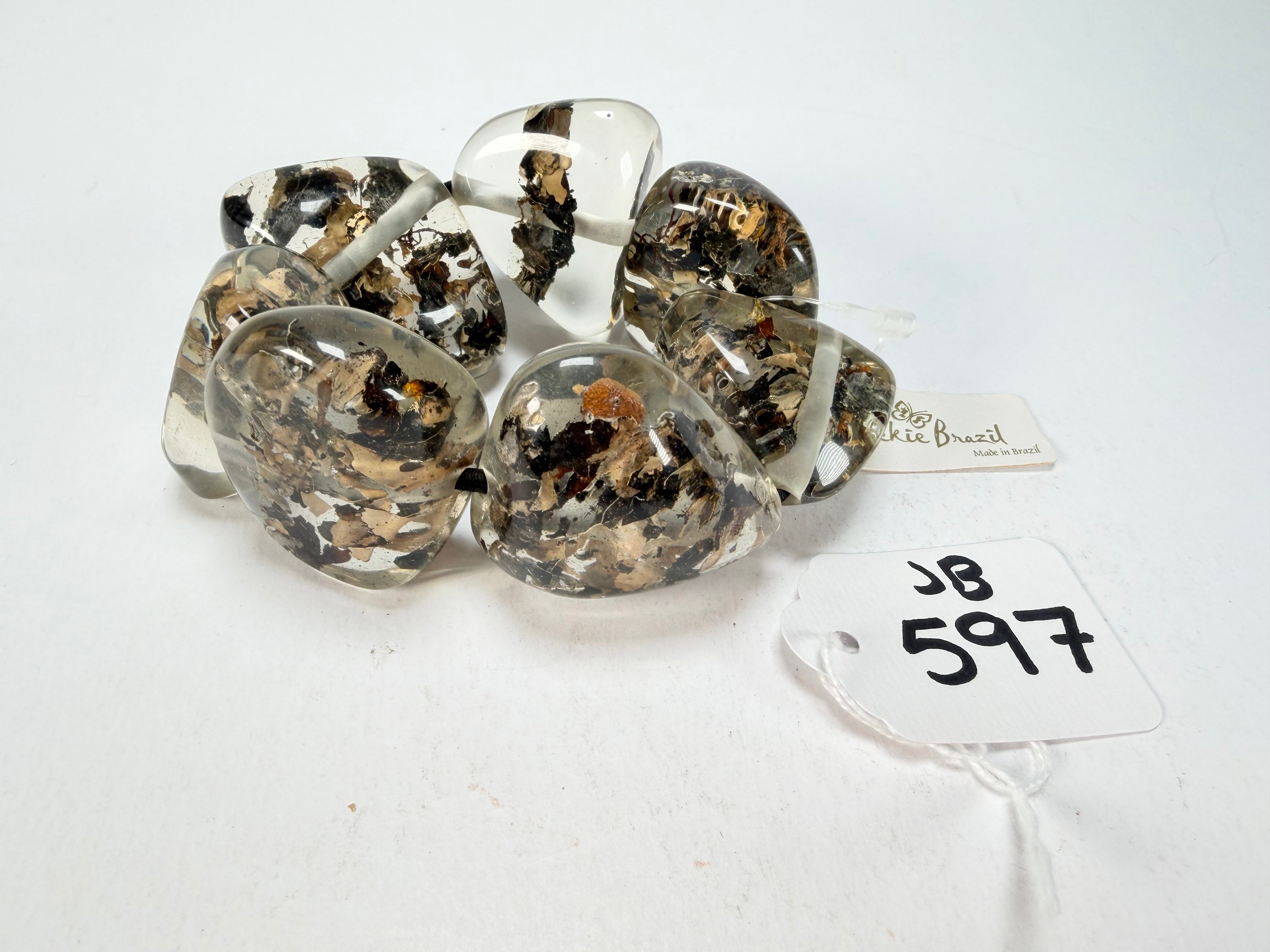 Jackie Brazil "Cusco" Seaweed Large Stones Elasticated Bracelet ( B1350 )