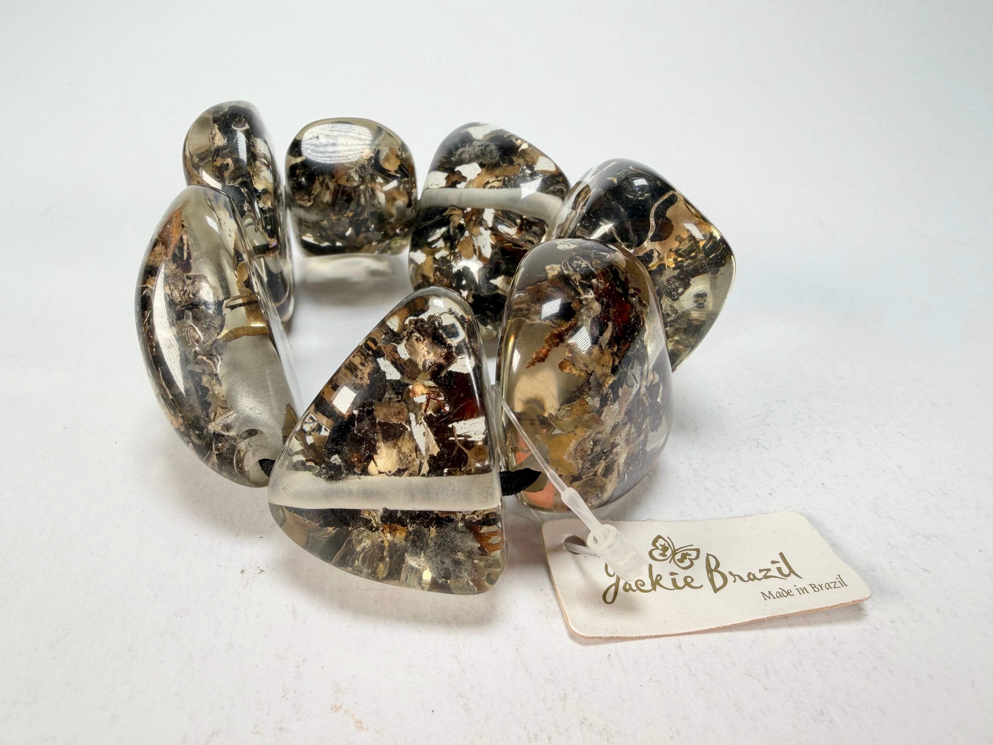 Jackie Brazil "Cusco" Seaweed Large Stones Elasticated Bracelet ( B1350 )