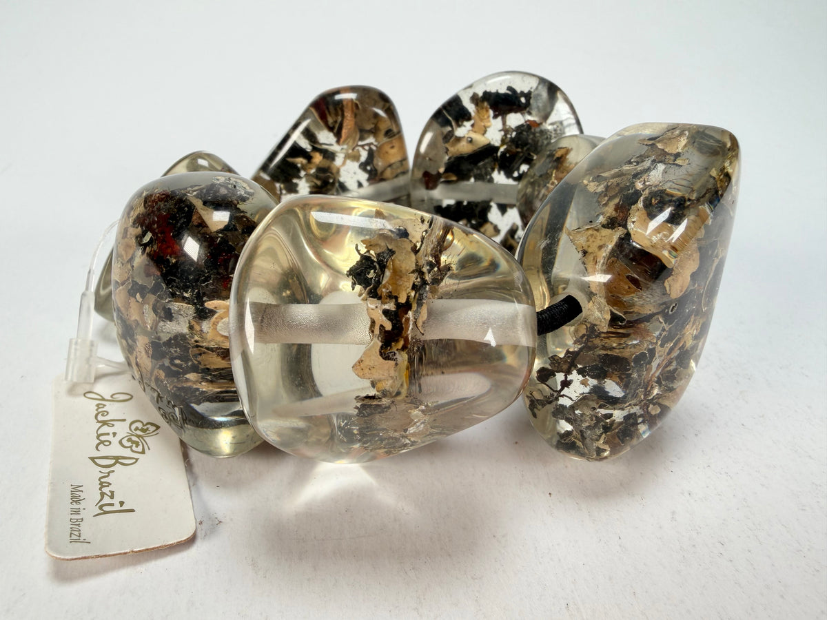 Jackie Brazil "Cusco" Seaweed Large Stones Elasticated Bracelet ( B1350 )