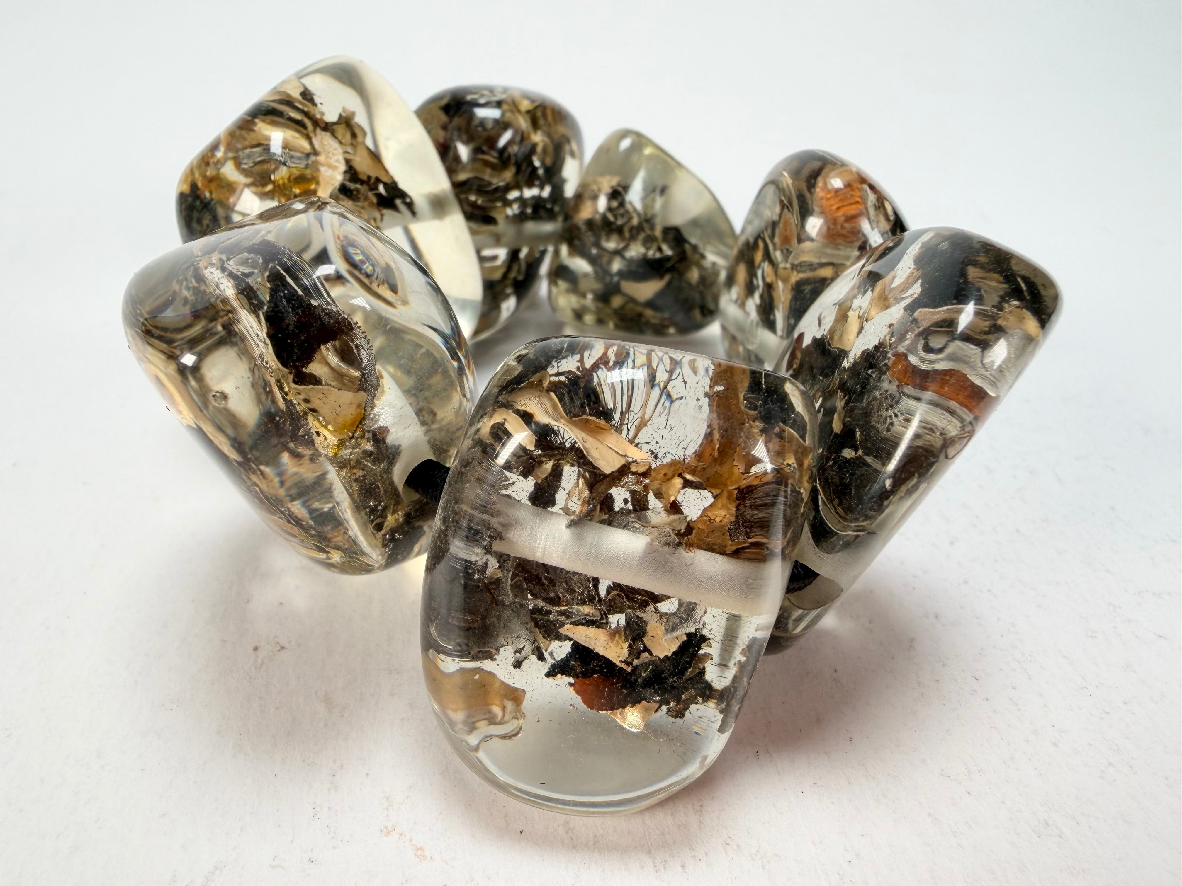 Jackie Brazil "Cusco" Seaweed Large Stones Elasticated Bracelet ( B1350 )