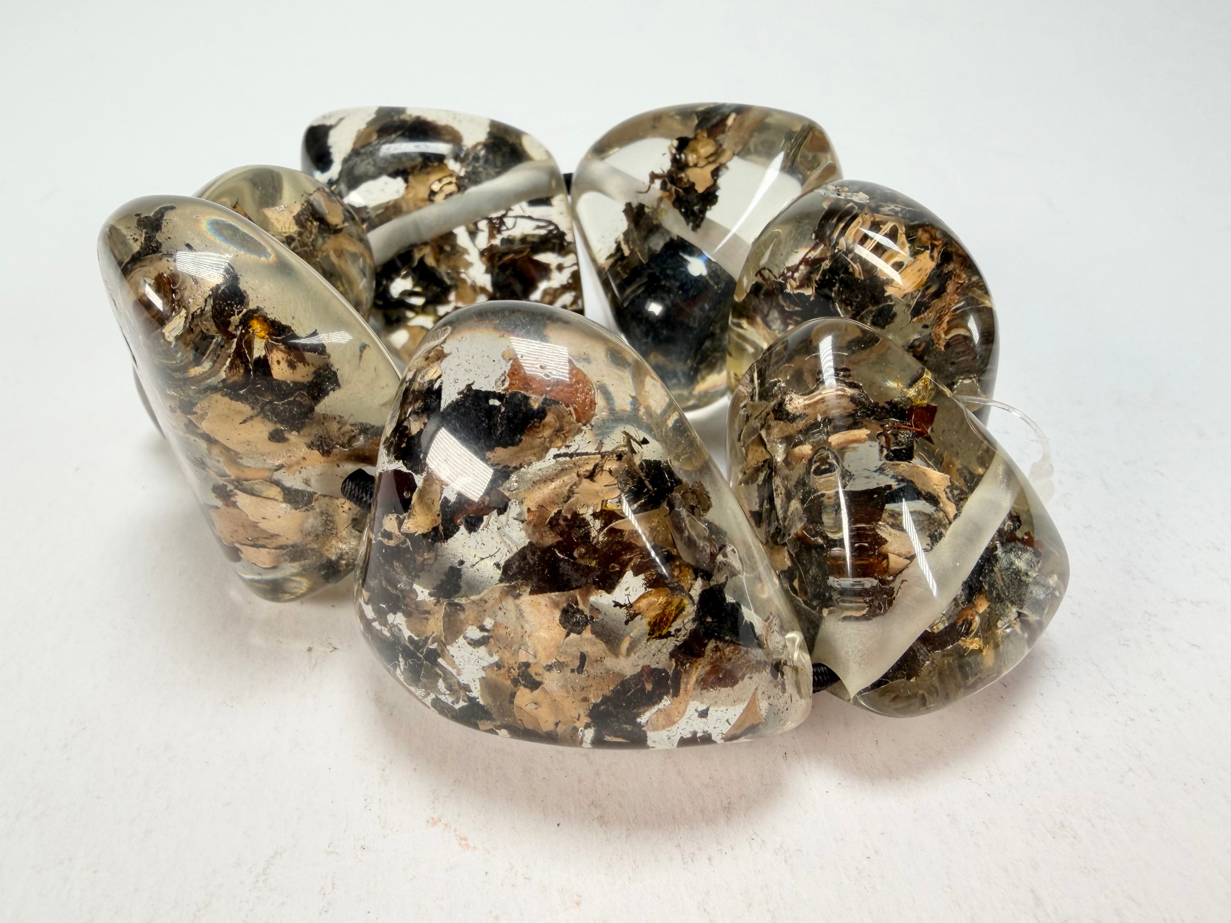 Jackie Brazil "Cusco" Seaweed Large Stones Elasticated Bracelet ( B1350 )