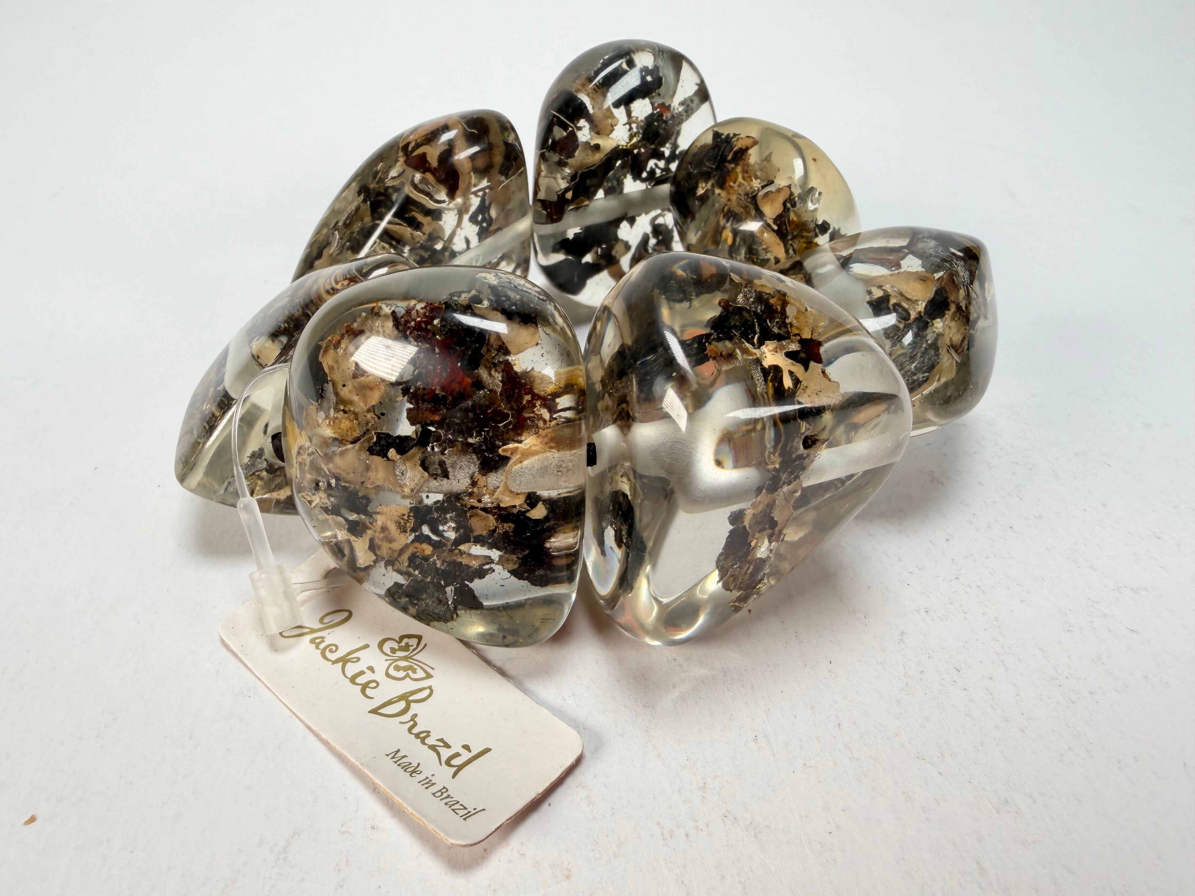 Jackie Brazil "Cusco" Seaweed Large Stones Elasticated Bracelet ( B1350 )