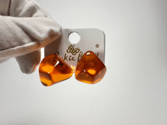 Jackie Brazil "Camille" Orange Transparent Abstract Resin Earrings ( E1053 )