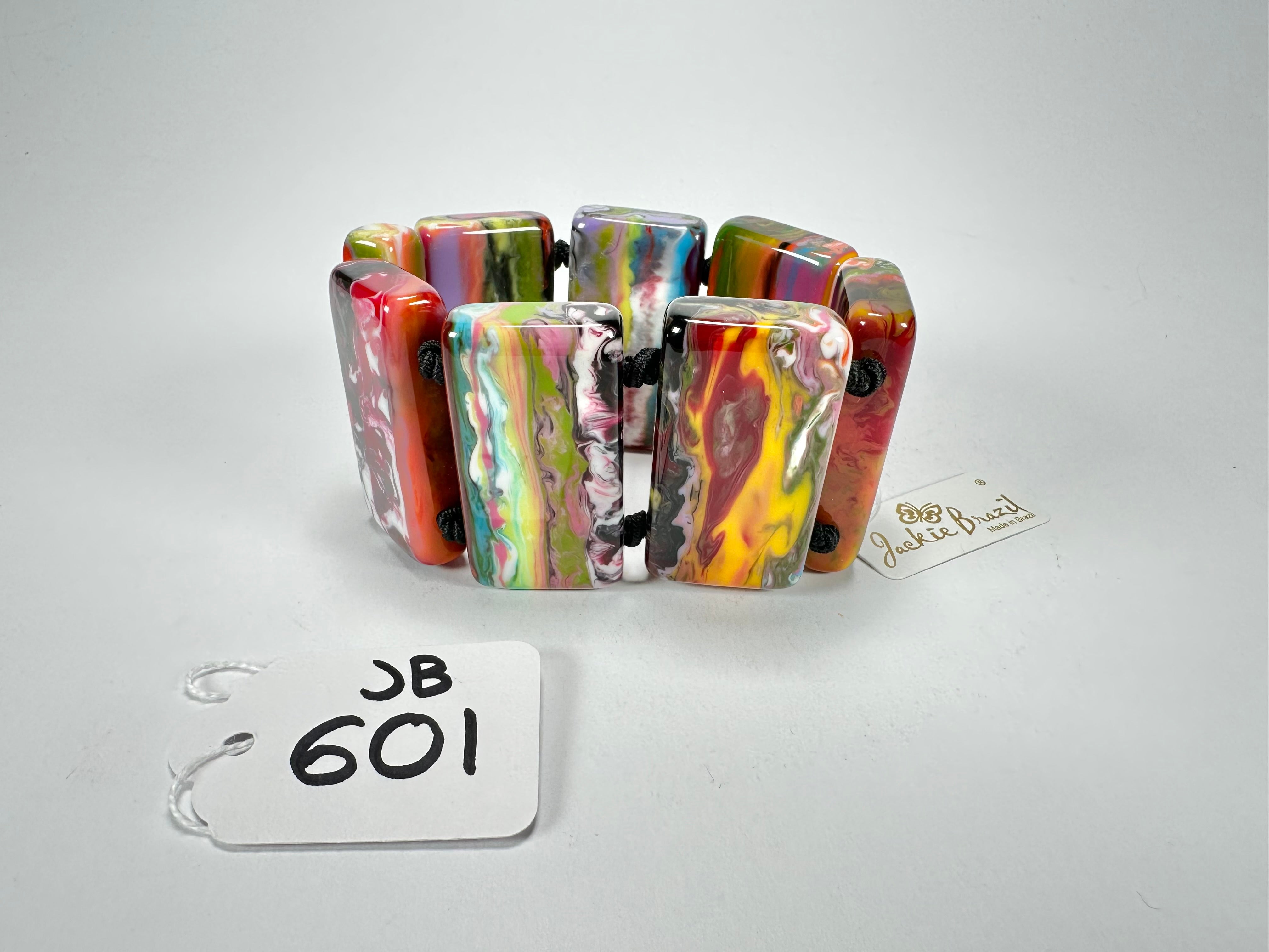 Jackie Brazil "Pop Art" Kandinsky 8 Squares Elasticated Bracelet ( B0376 )