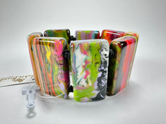 Jackie Brazil "Pop Art" Kandinsky 8 Squares Elasticated Bracelet ( B0376 )