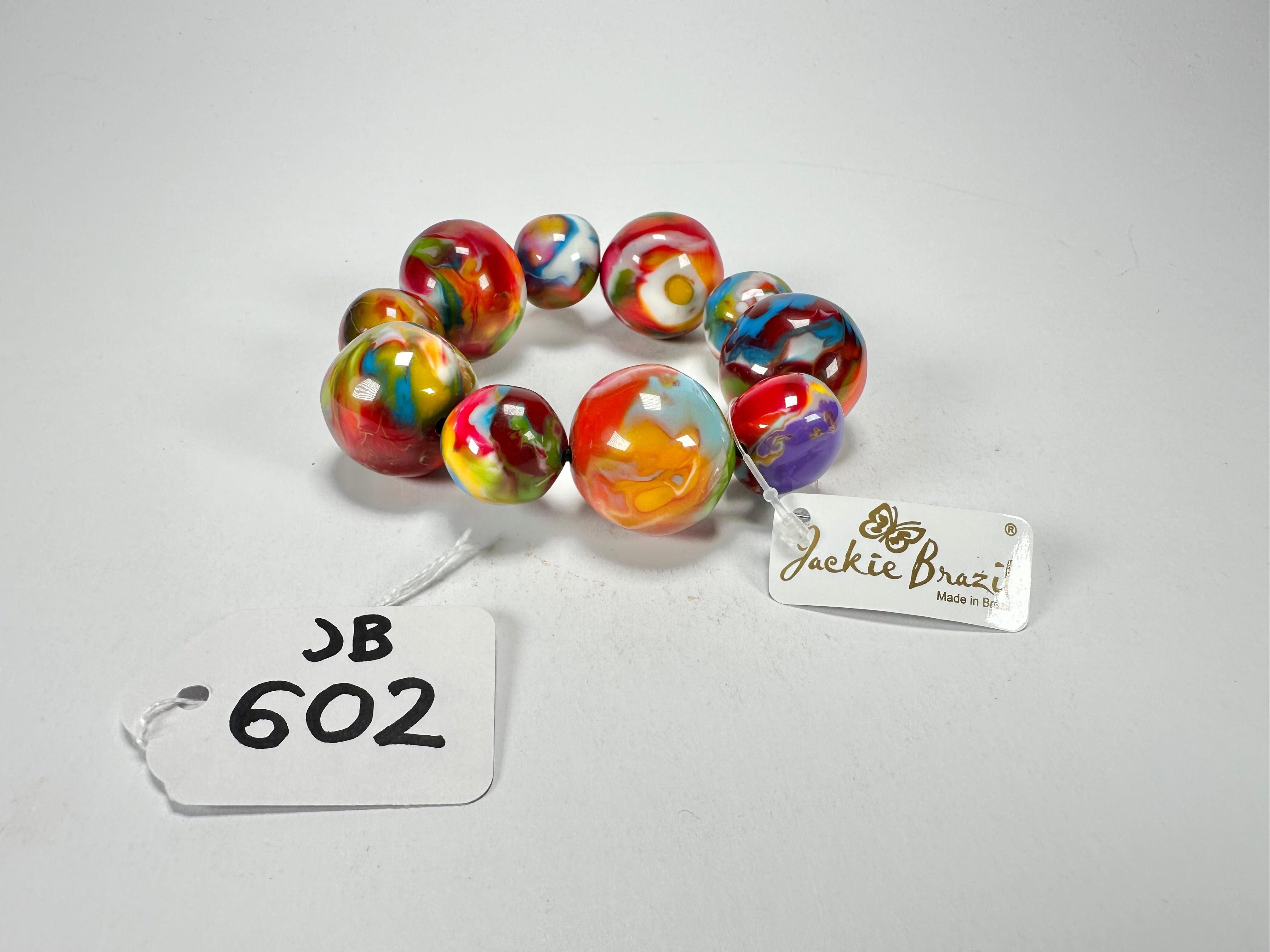 Jackie Brazil "Pebbles On Elastic" Kandinsky Resin Bracelet ( B2693 )