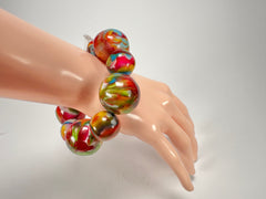 Jackie Brazil "Pebbles On Elastic" Kandinsky Resin Bracelet ( B2693 )