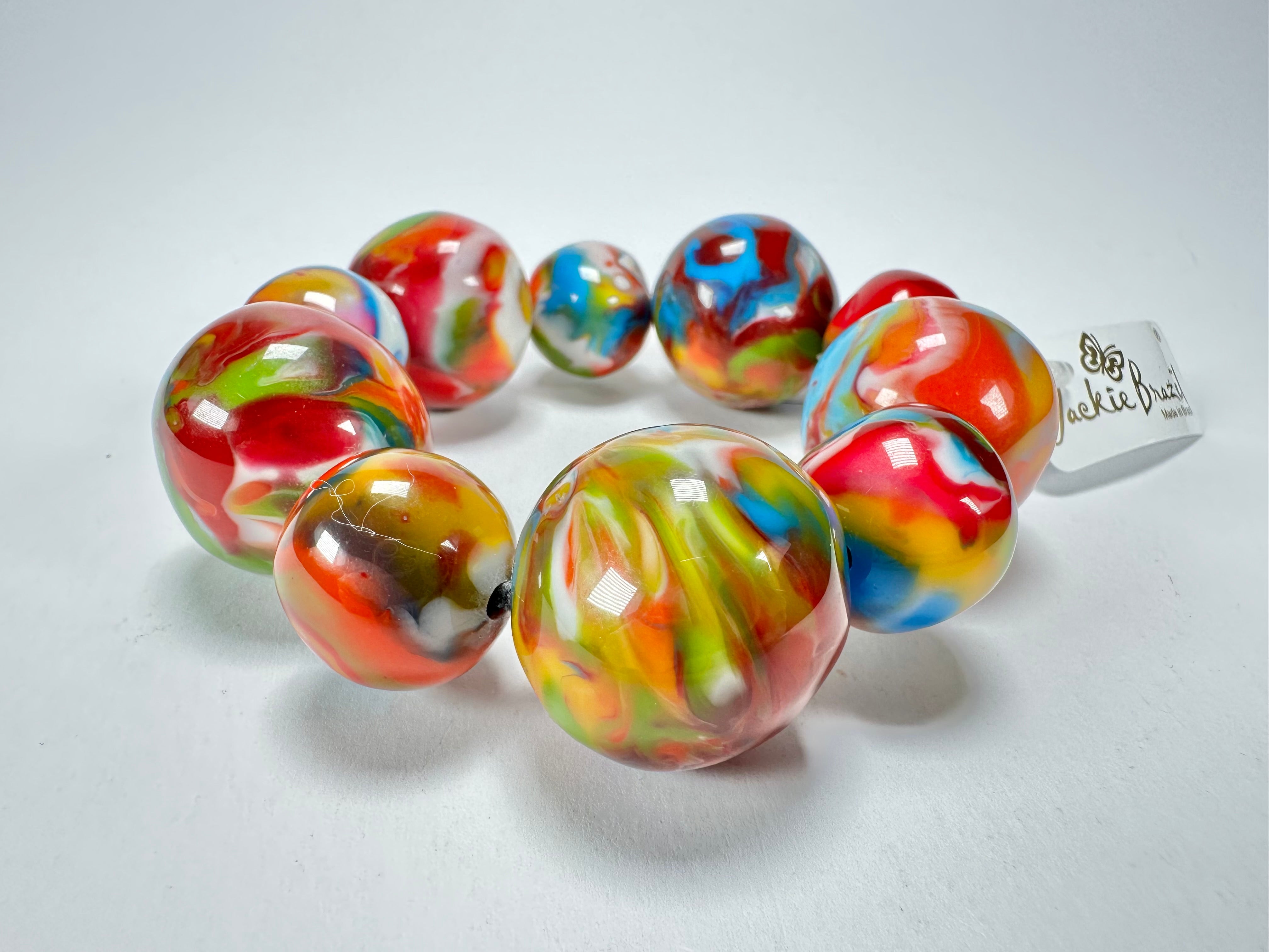 Jackie Brazil "Pebbles On Elastic" Kandinsky Resin Bracelet ( B2693 )