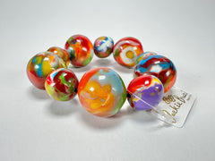 Jackie Brazil "Pebbles On Elastic" Kandinsky Resin Bracelet ( B2693 )