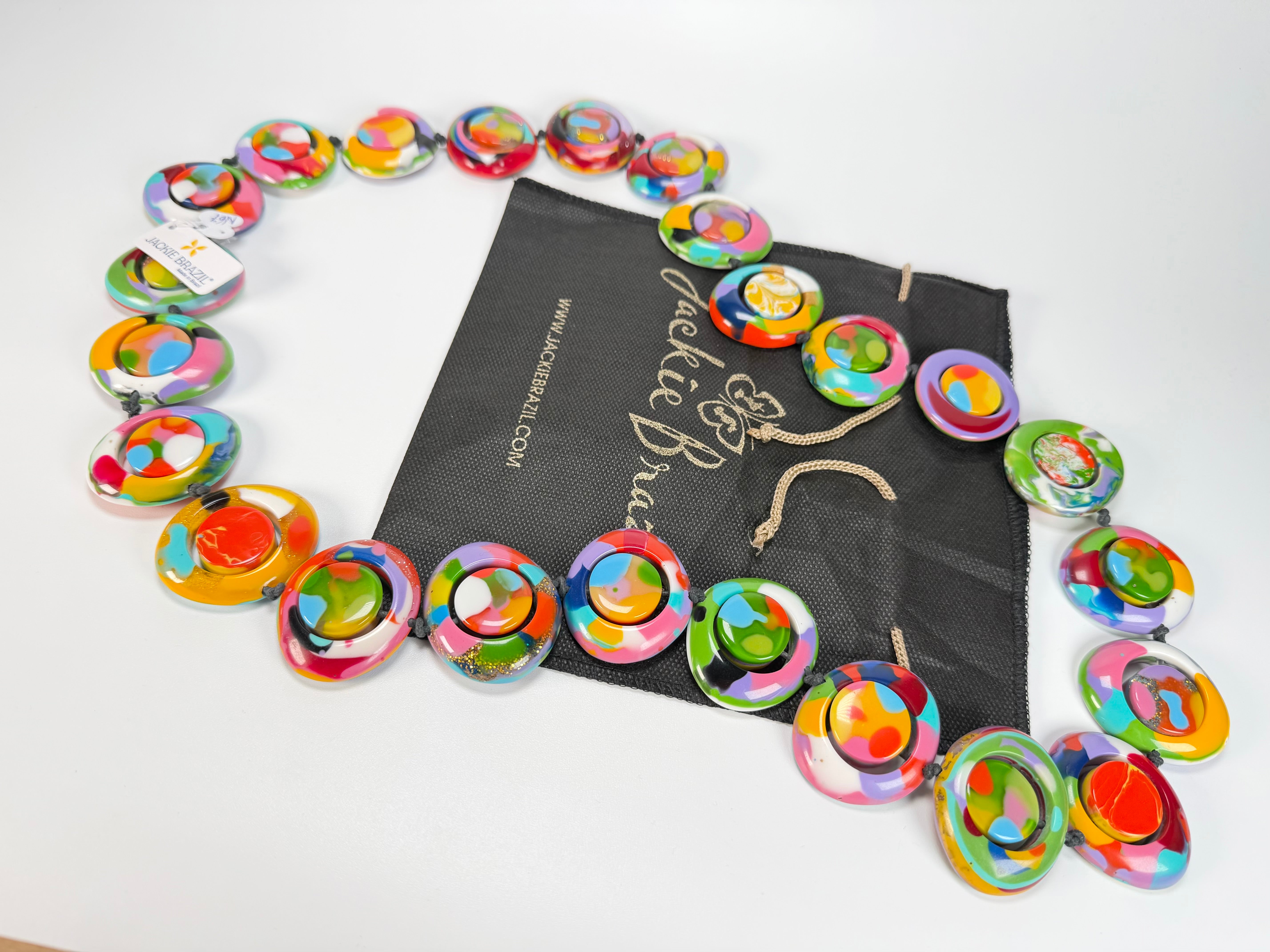 Jackie Brazil "Saturn" Kandinsky Disc & Cylinder Long 110cm Necklace ( N0067 )